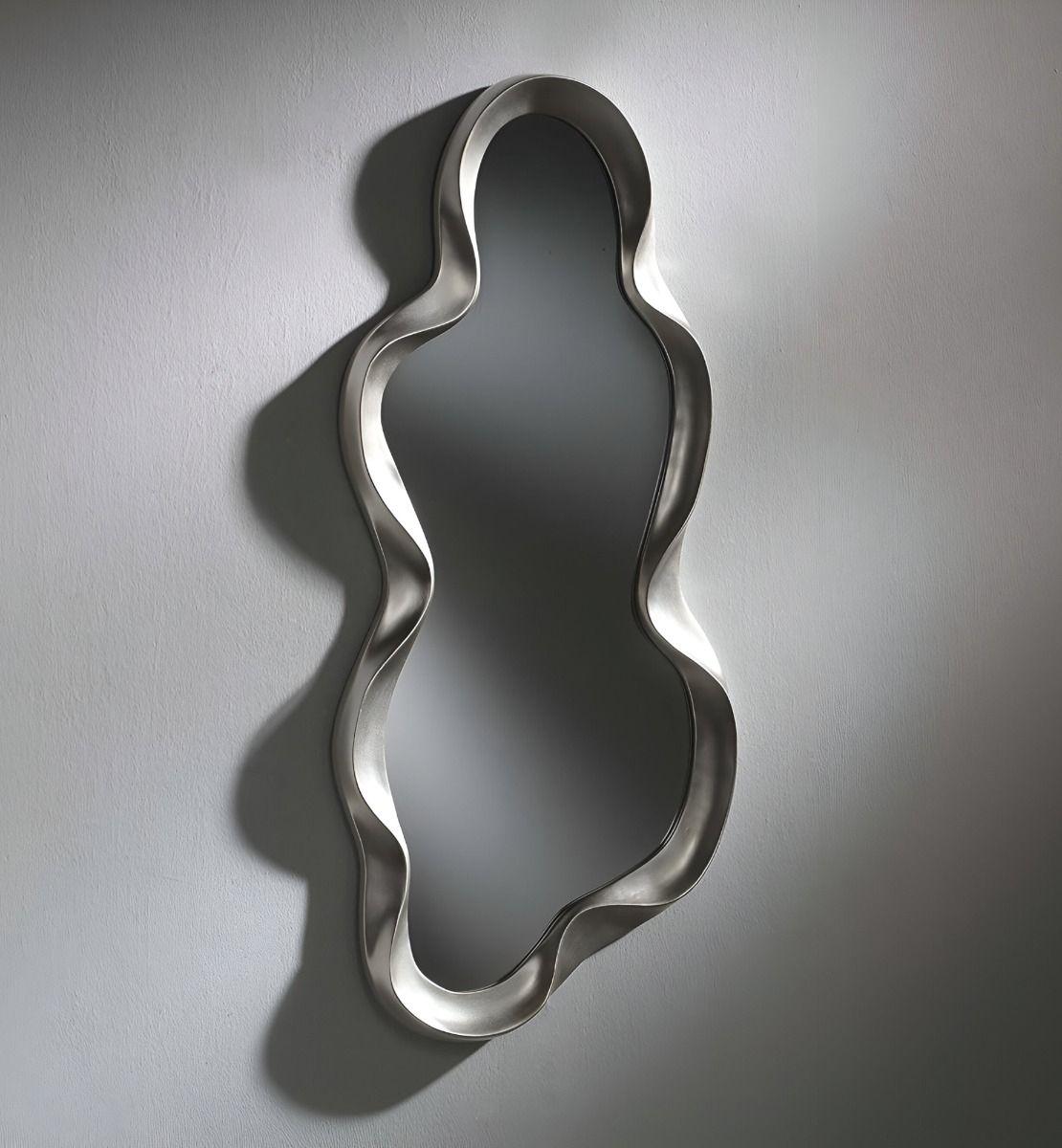 Espejo Pared Irregular Ondulado Nube Decorativo Gris Jhn-8