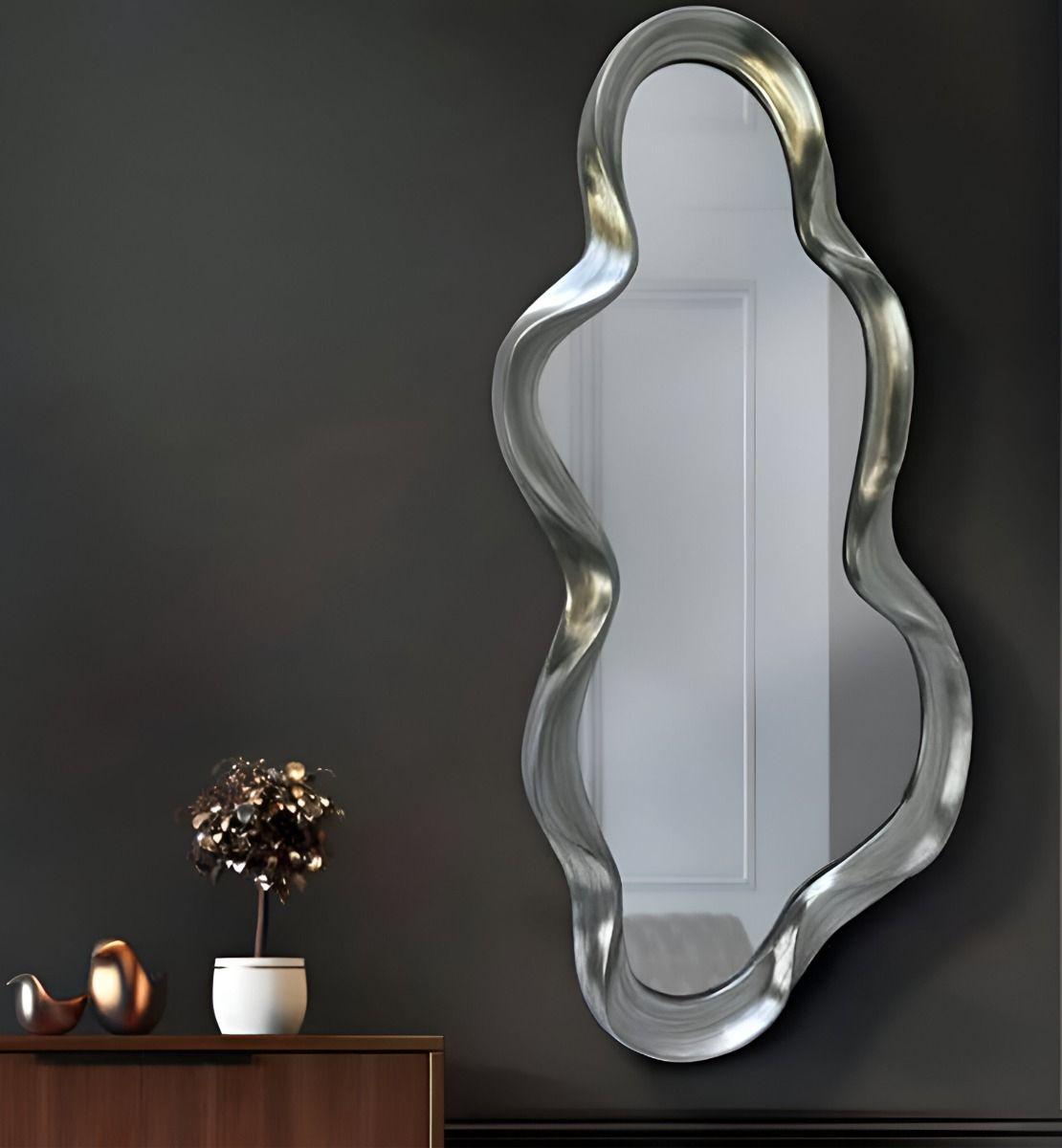 Espejo Pared Irregular Ondulado Nube Decorativo Gris Jhn-9