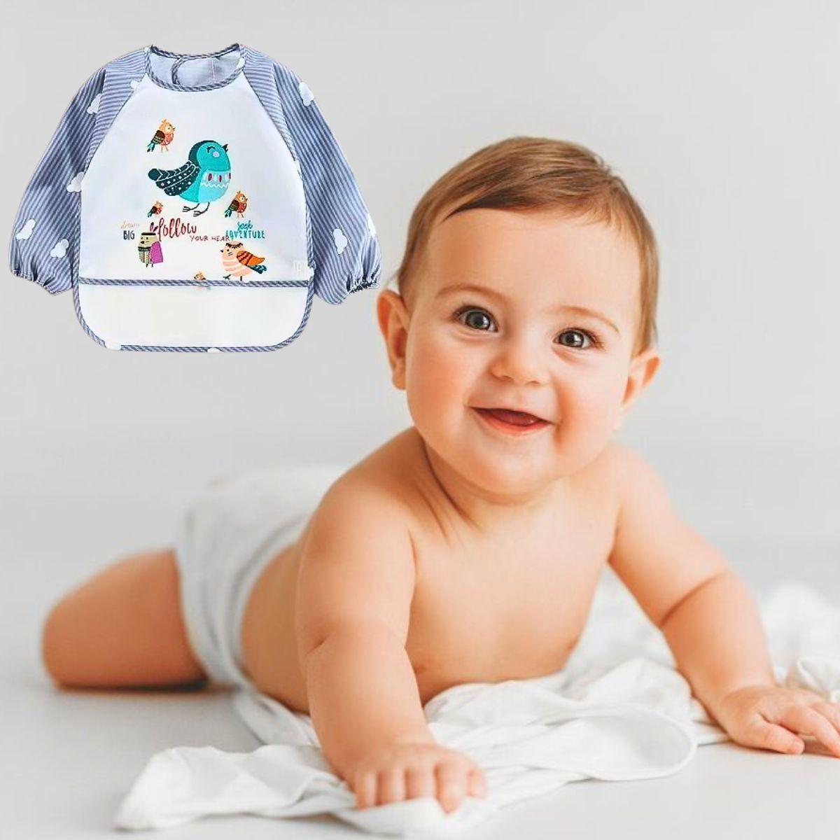 Set 3 Baberos Silicona Impermeable Manga Larga Bebe Lau-9