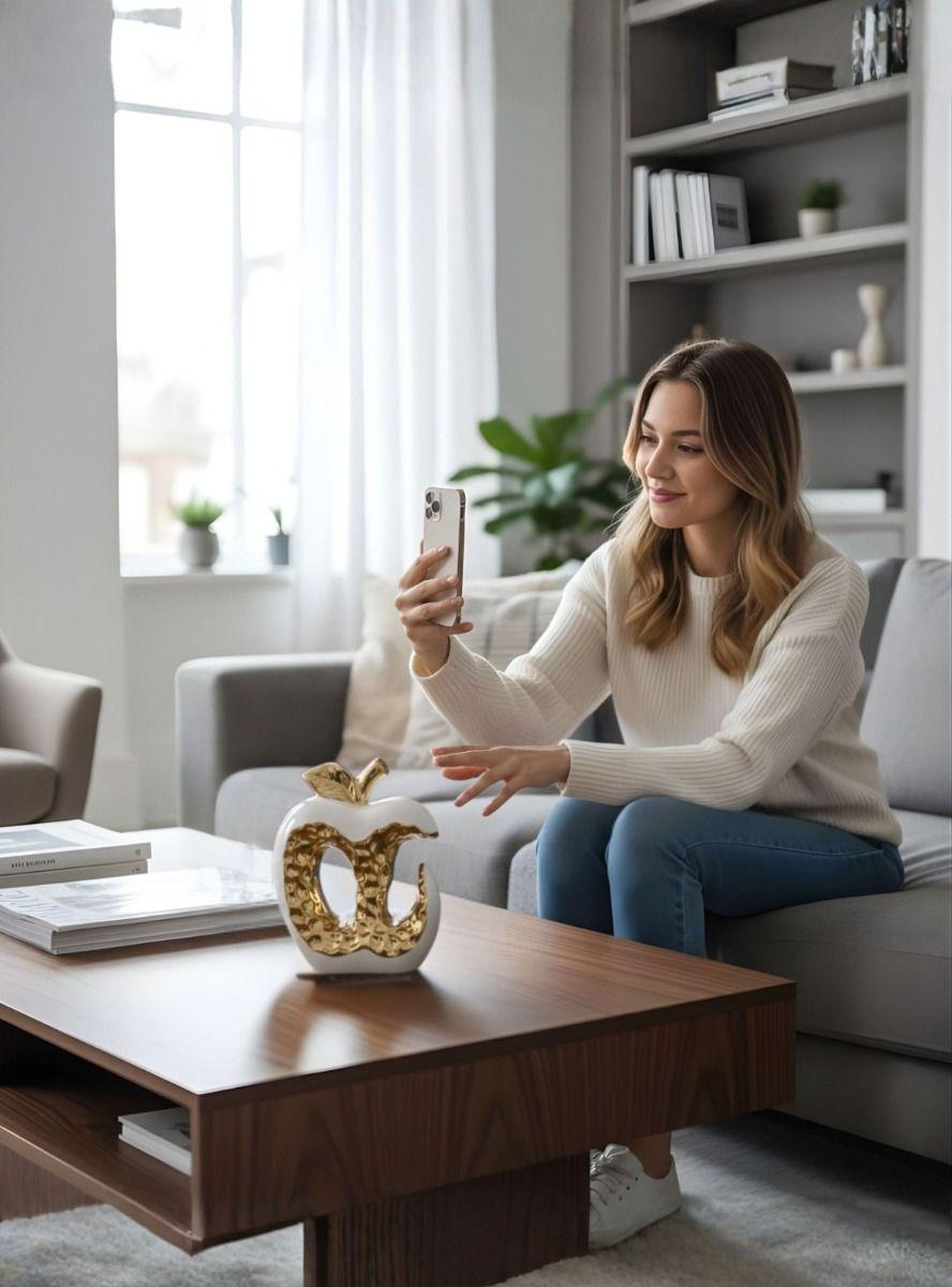 Figura Decorativa Diseño Manzana Estatua Adorno Jhn-3