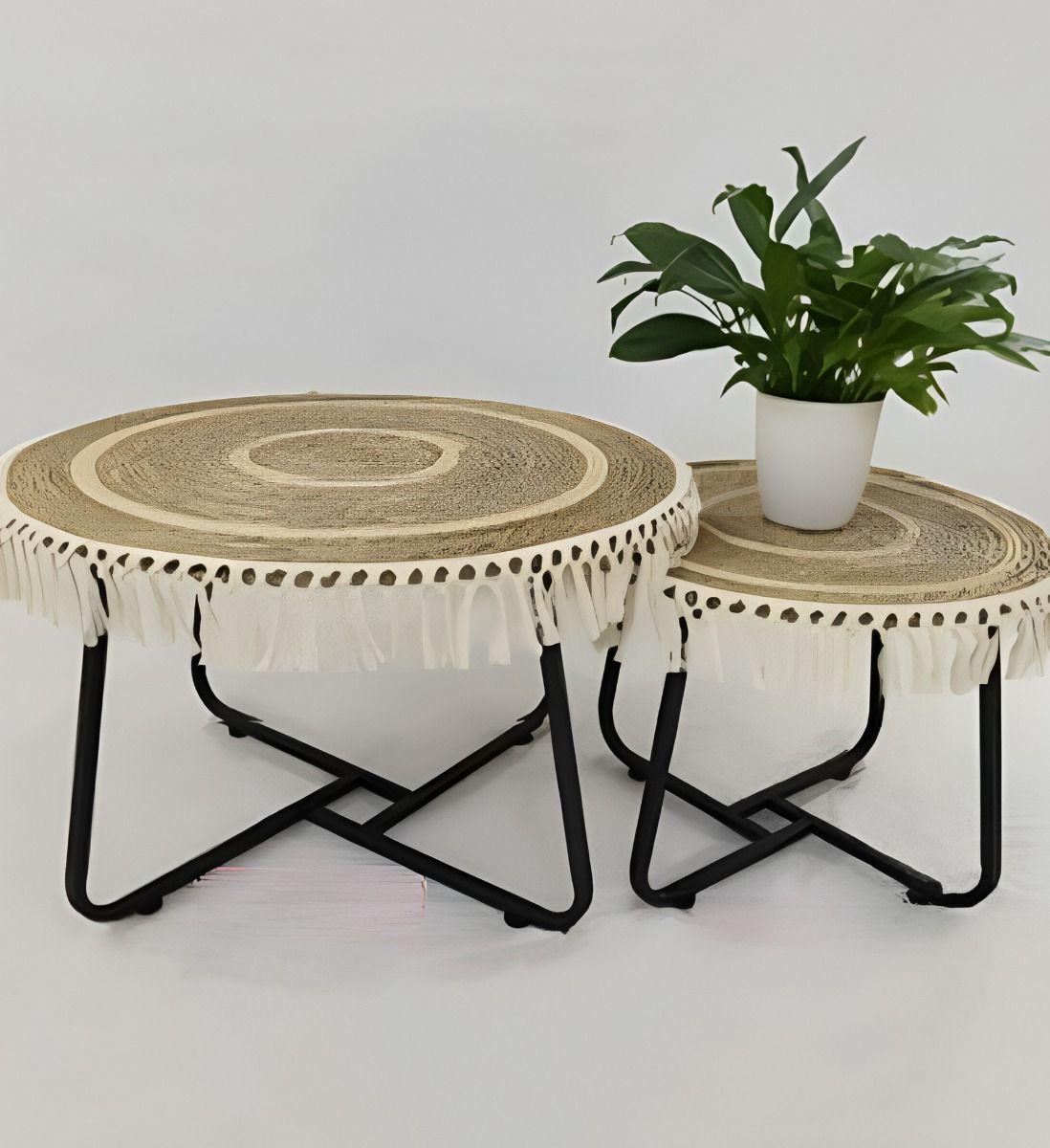 Set Mesa Centro Lateral Redonda Elegante Decorativa Jhn-9