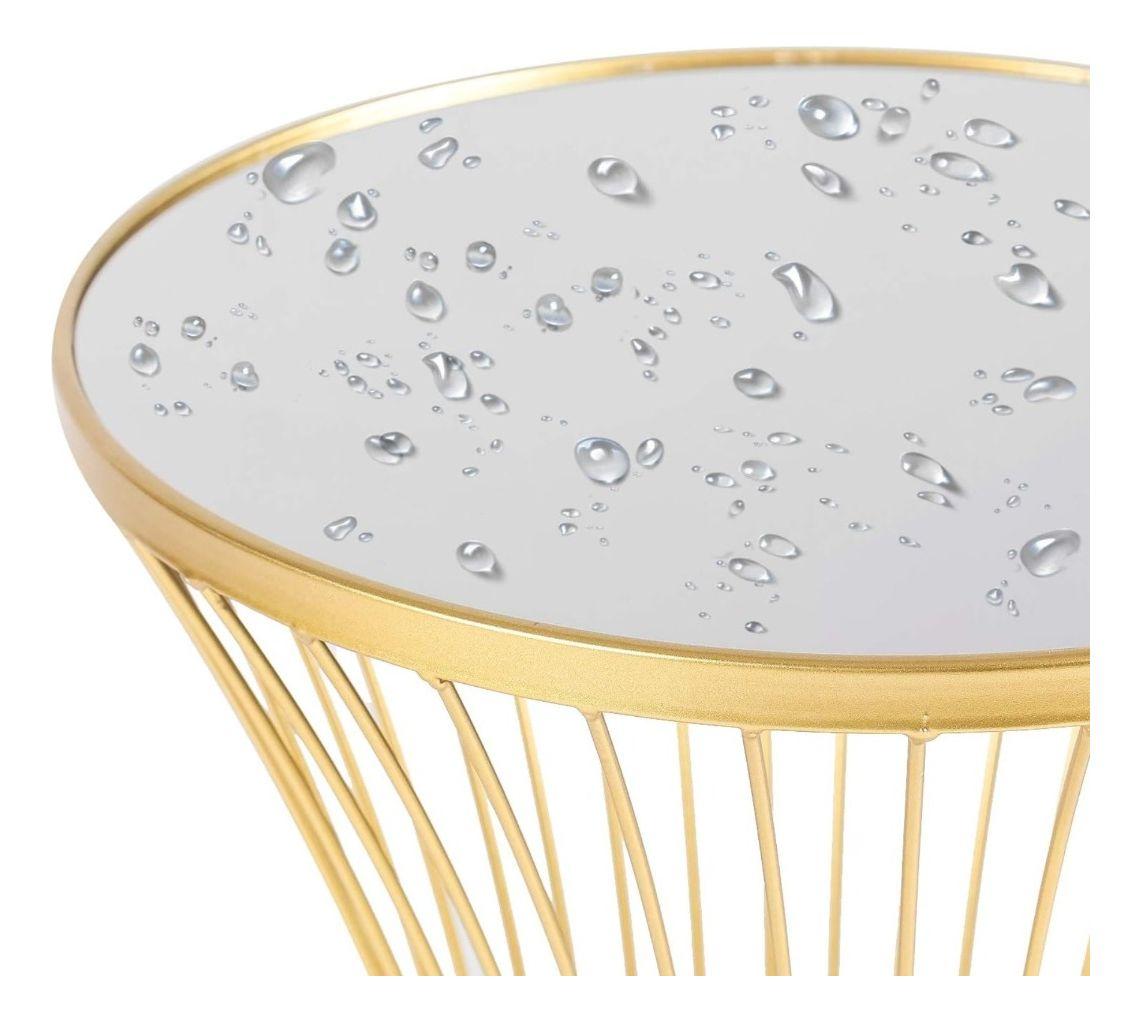 Mesa Auxiliar Centro Decorativa Espejo Dorada Hogar Jhn-9