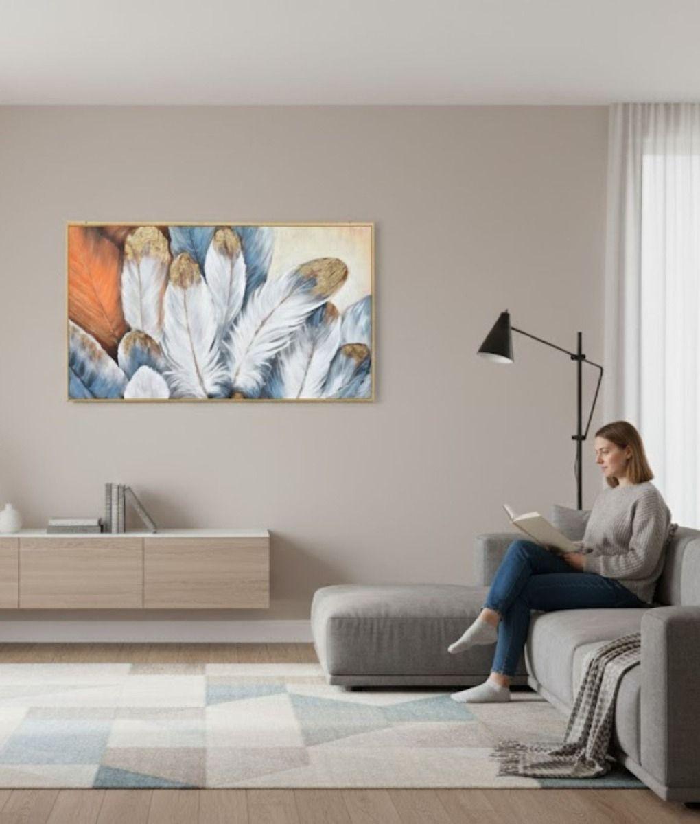 Cuadro Decorativo Plumas Abstractas Adorno Pared Jhn-3