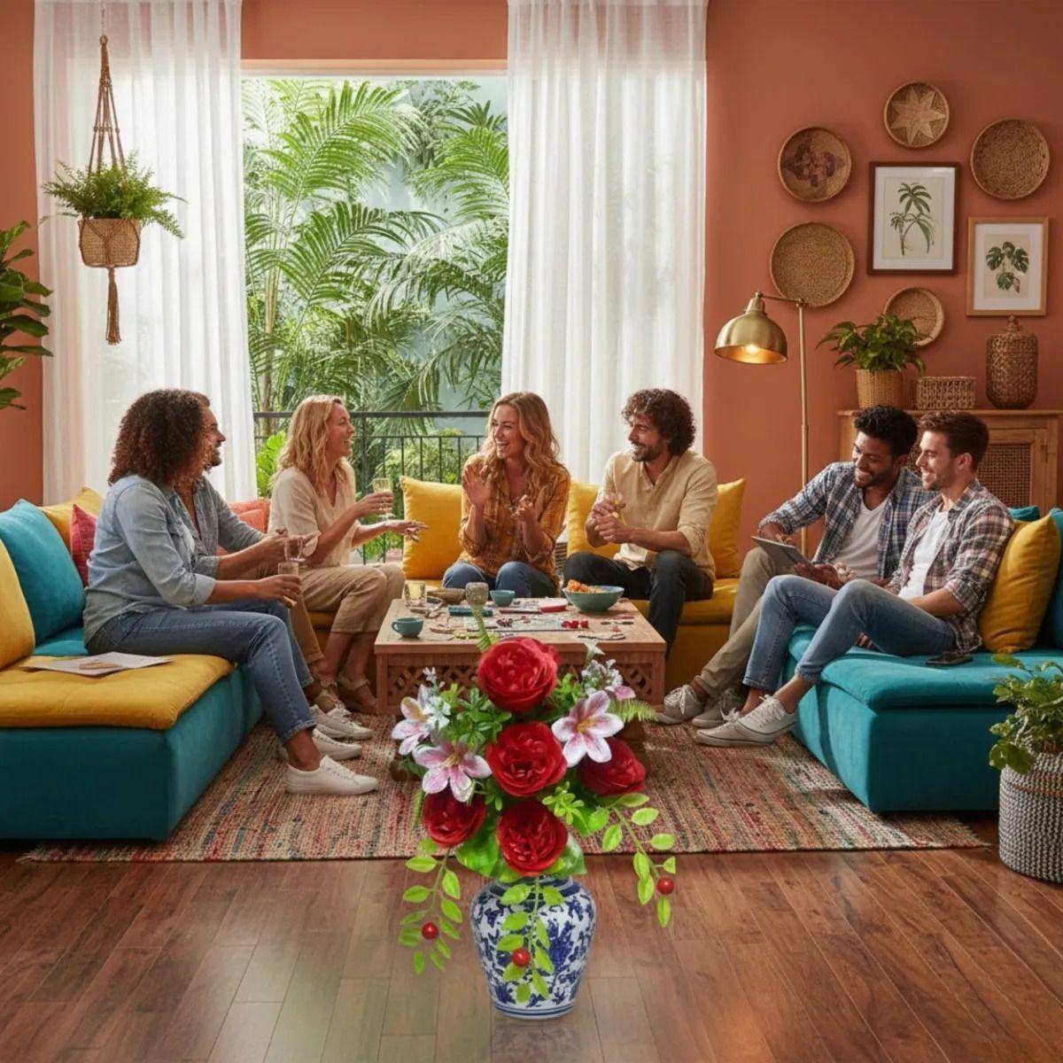 Set 2 Flores Artificiales Adorno Rosas Lirios Silvestres Jhn-2