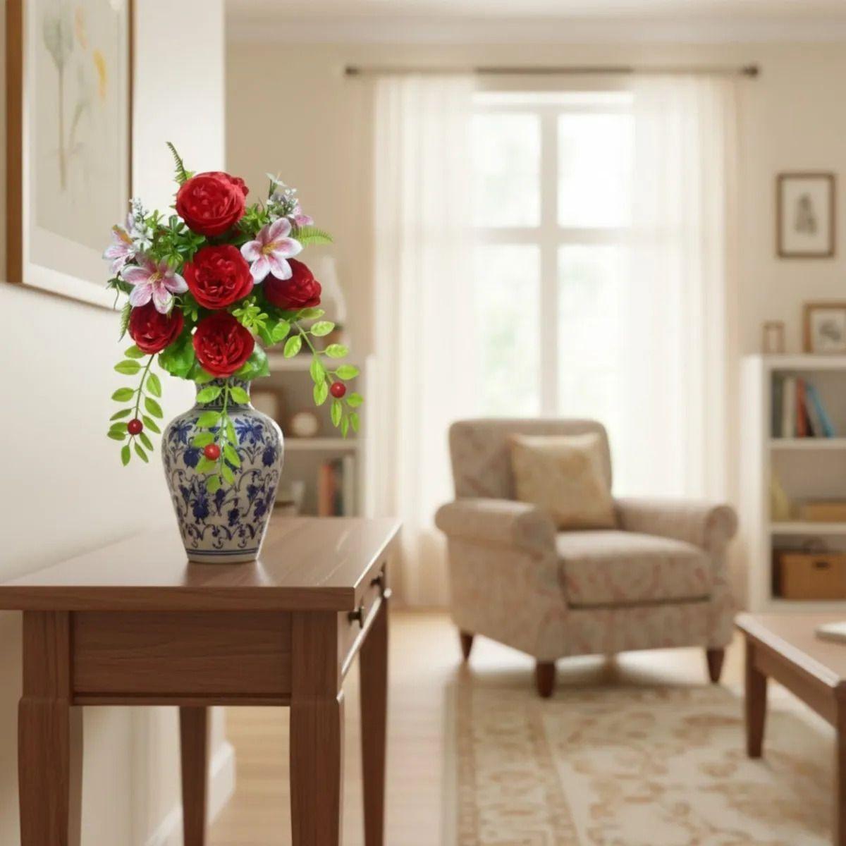 Set 2 Flores Artificiales Adorno Rosas Lirios Silvestres Jhn-4