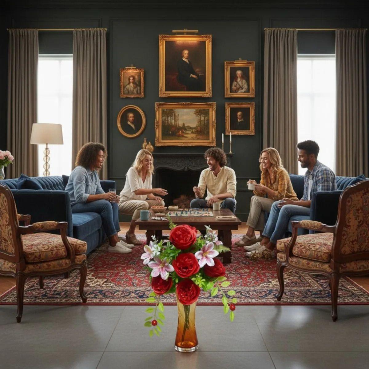 Set 2 Flores Artificiales Adorno Rosas Lirios Silvestres Jhn-5