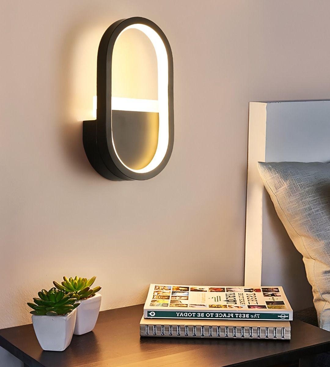 Lámpara Pared LED Moderna Ovalada Decoración Negra Jhn-3