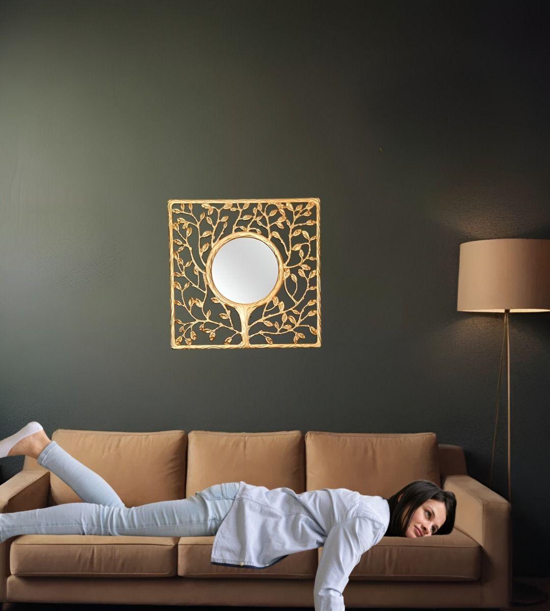 Espejo Pared Duradero Moderno Decoración Árbol Dorado Jhn-4
