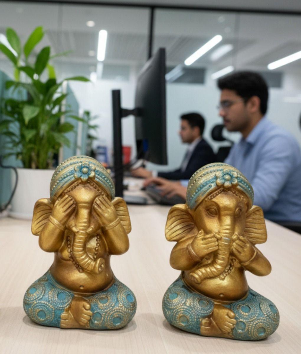 Set 3 Figuras Decorativas Sabiduría Ganesha Adorno Jhn-3