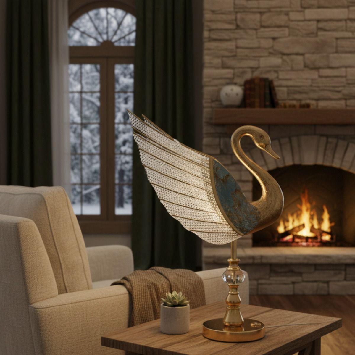 Lámpara Decorativa Mesa Silueta Cisne Moderna Funcional Jhn-8