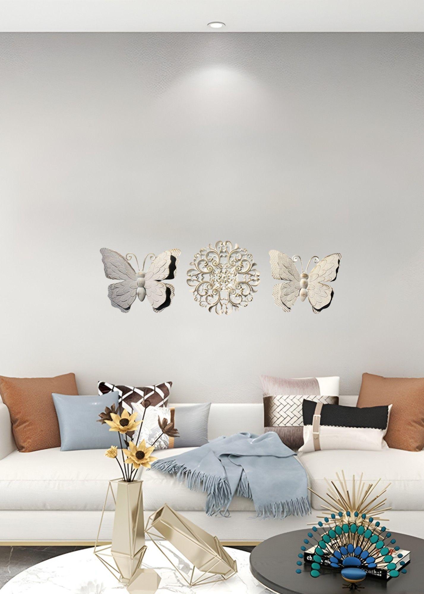 Set Decorativo Pared Mariposas Flor Arte Blanco Jhn-7