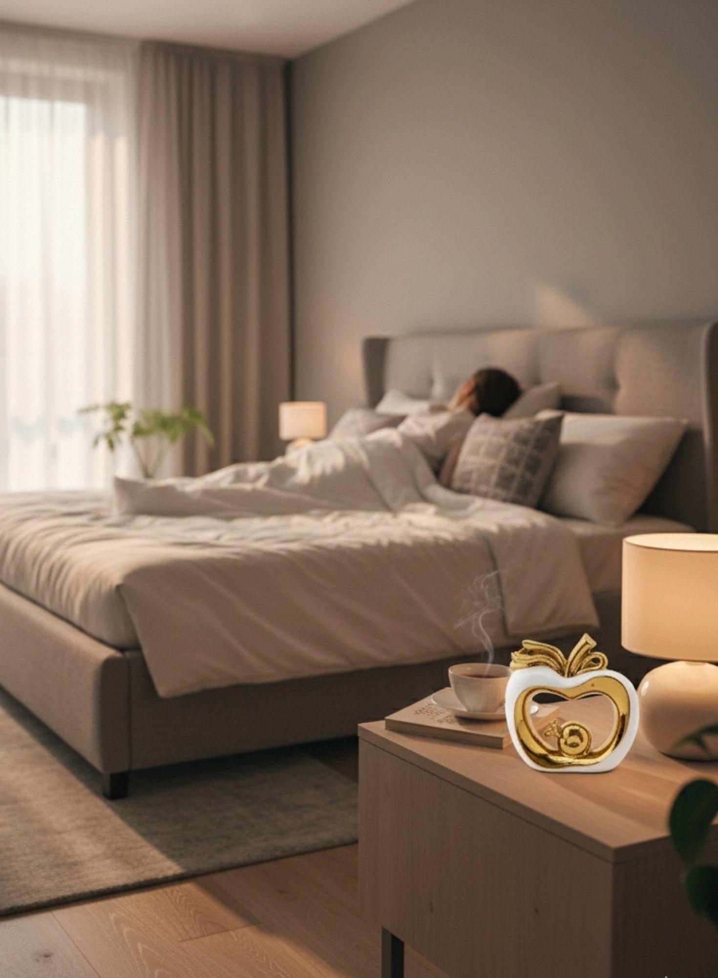 Figura Decorativa Manzana Núcleo Dorado Estatua Adorno Jhn-6