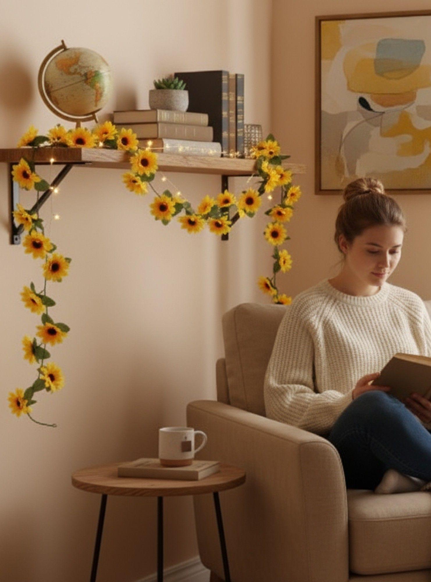 Set 3 Flores Artificiales Guirnalda Girasoles Enredadera Jhn-2