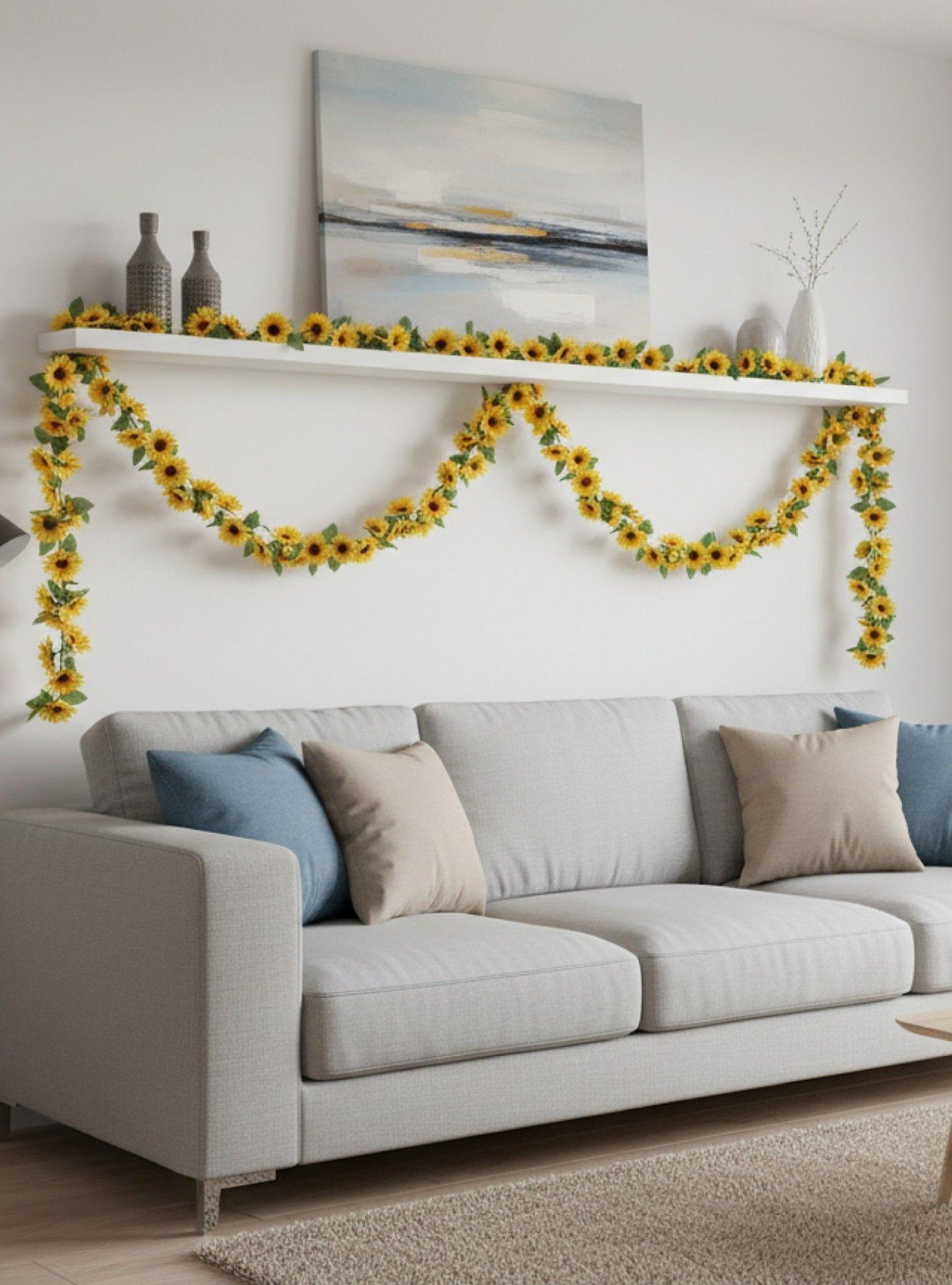 Set 3 Flores Artificiales Guirnalda Girasoles Enredadera Jhn-4