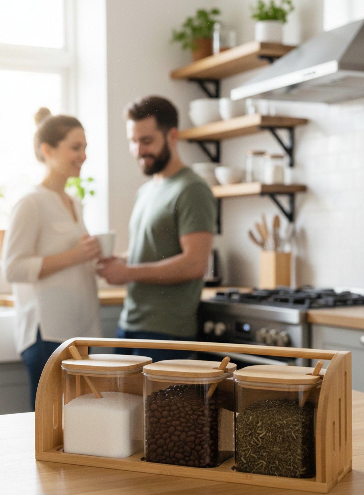 Set 3 Frascos Almacenamiento Asa Transporte Contenedor Jhn-5