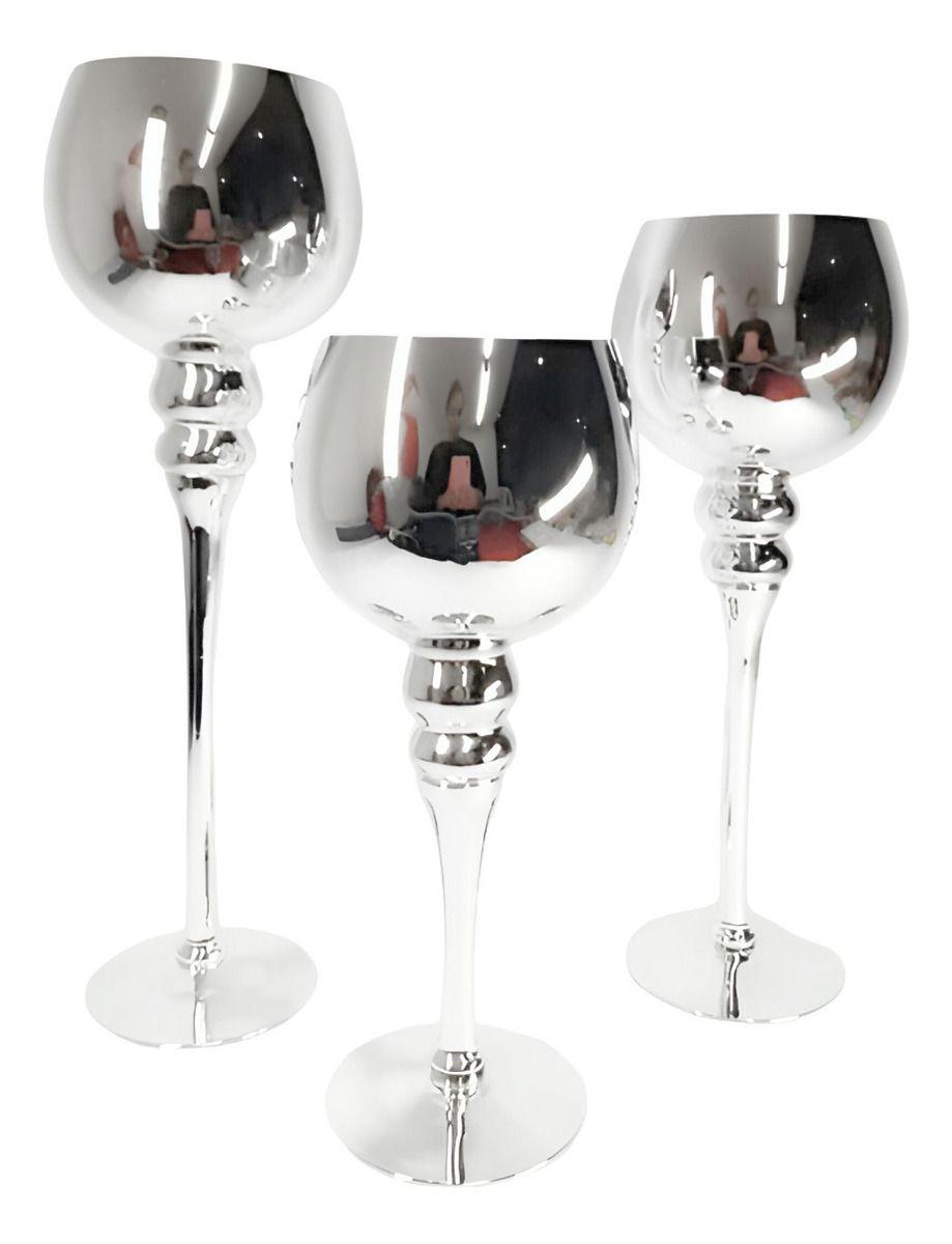 Juego 3 Portavelas Candelabro Decorativo Copas Moderno Jhn-0