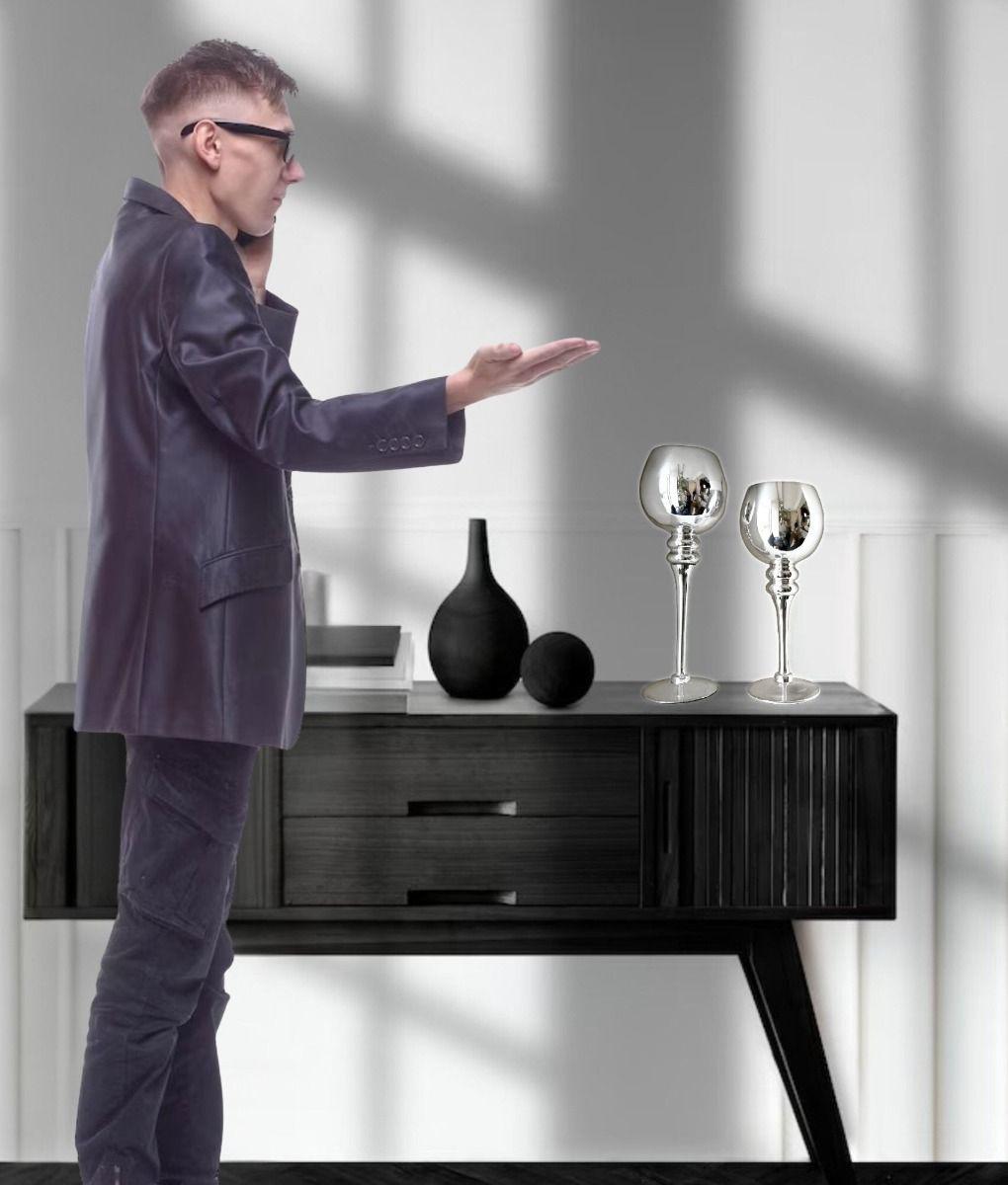 Juego 3 Portavelas Candelabro Decorativo Copas Moderno Jhn-4