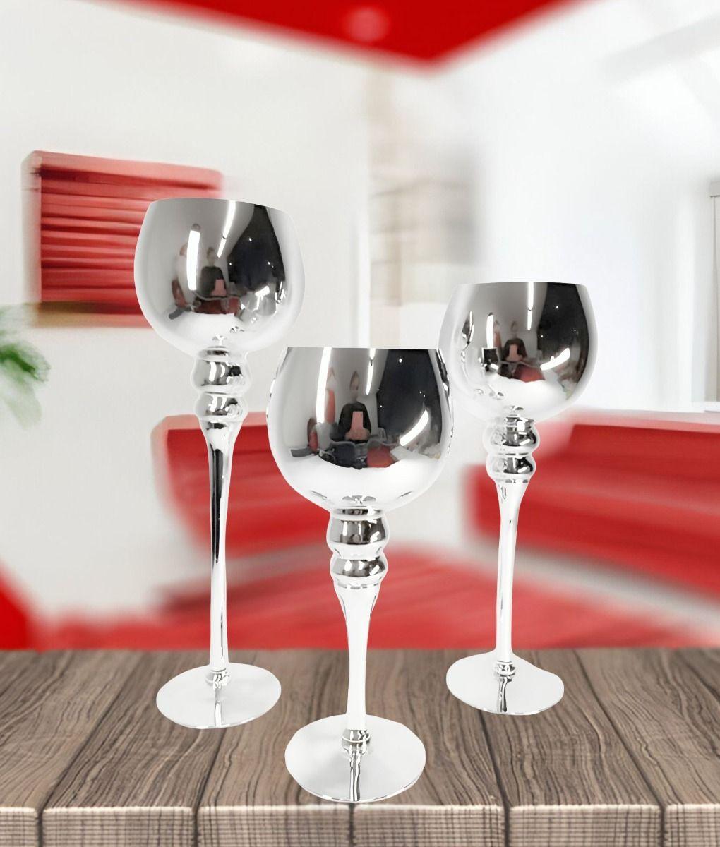 Juego 3 Portavelas Candelabro Decorativo Copas Moderno Jhn-7