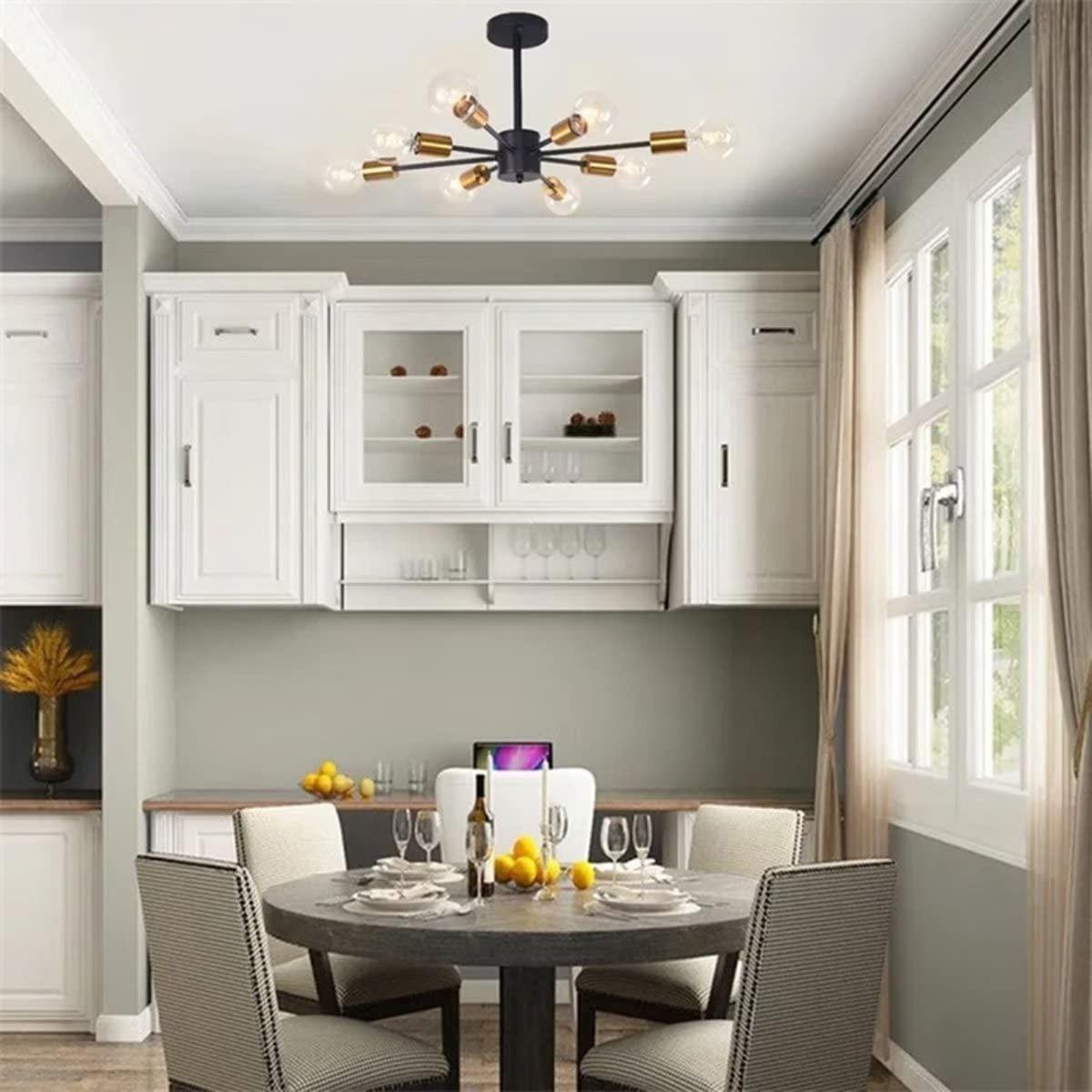 Lámpara Colgante Techo Araña 8 Luces Dorado Jhn-4