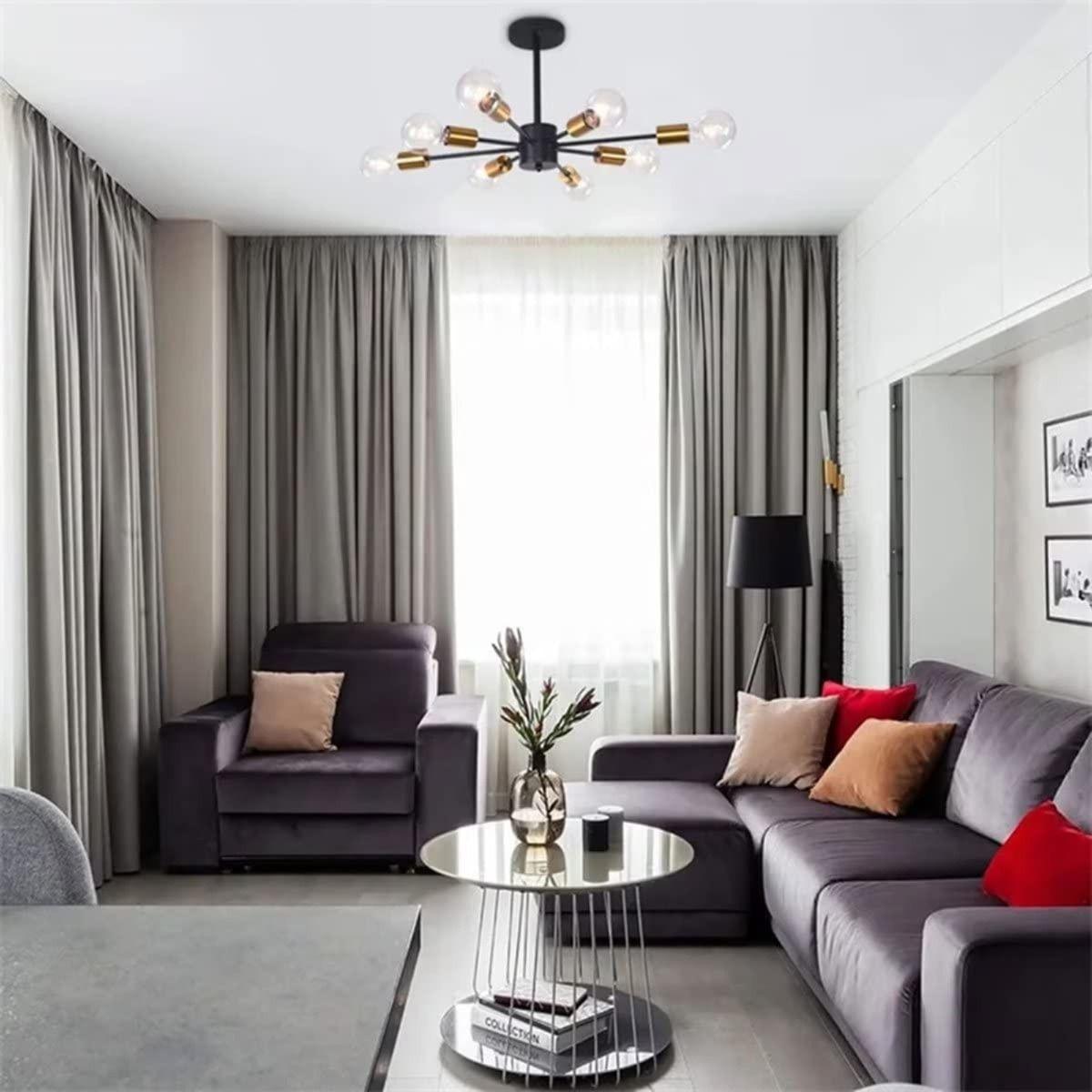 Lámpara Colgante Techo Araña 8 Luces Dorado Jhn-5