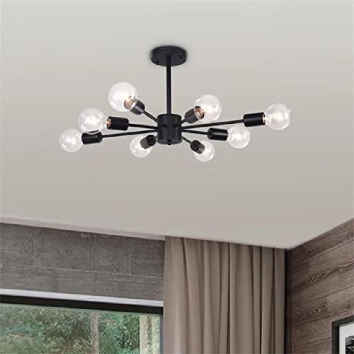 Lámpara Colgante Techo Araña 8 Luces Dorado Jhn-6