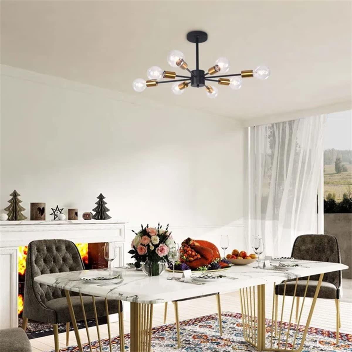 Lámpara Colgante Techo Araña 8 Luces Dorado Jhn-7