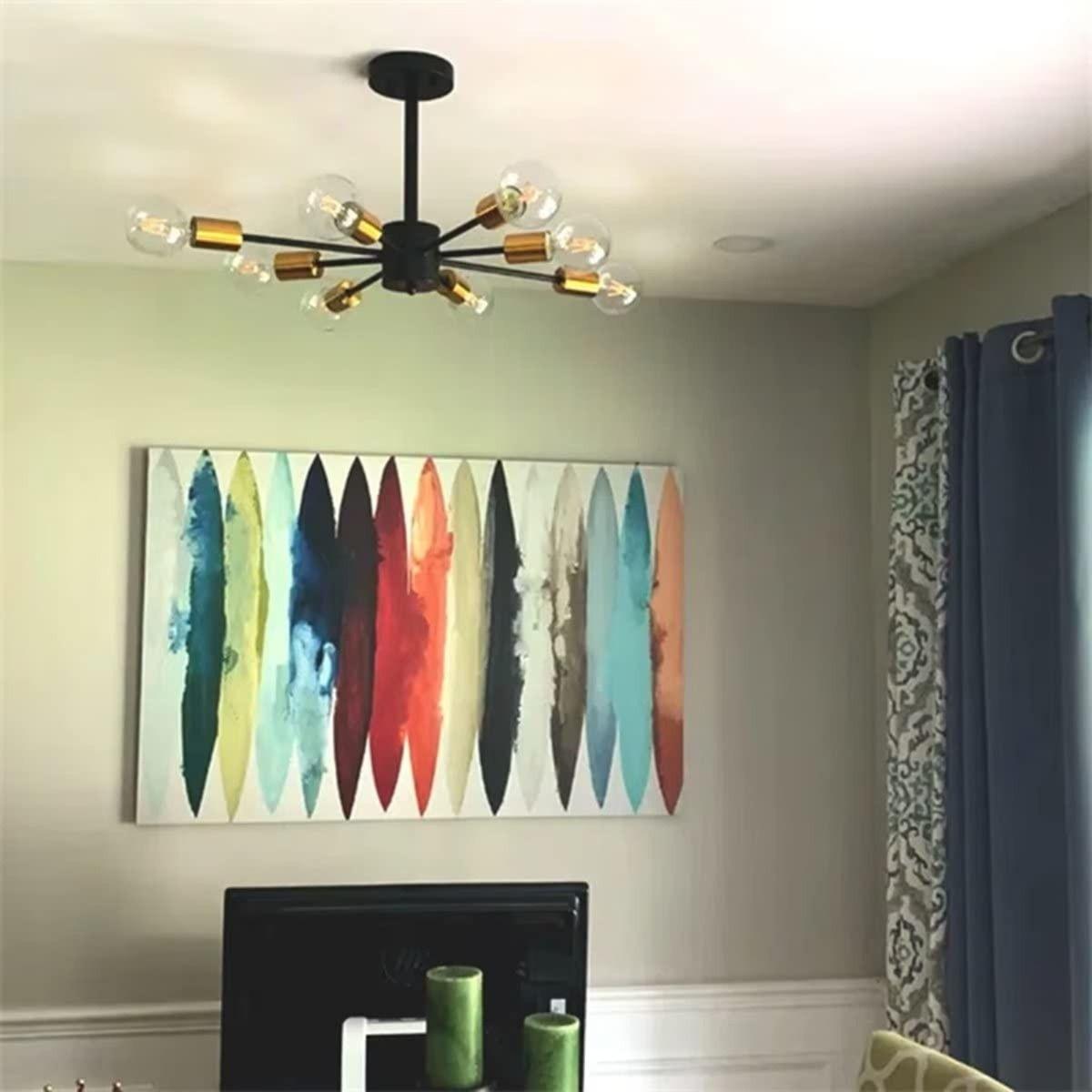 Lámpara Colgante Techo Araña 8 Luces Dorado Jhn-8