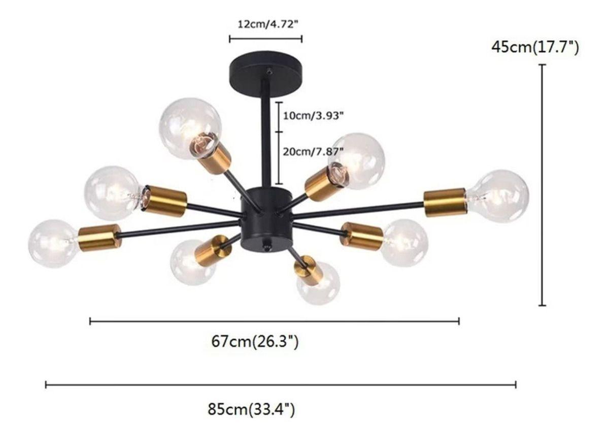 Lámpara Colgante Techo Araña 8 Luces Dorado Jhn-9
