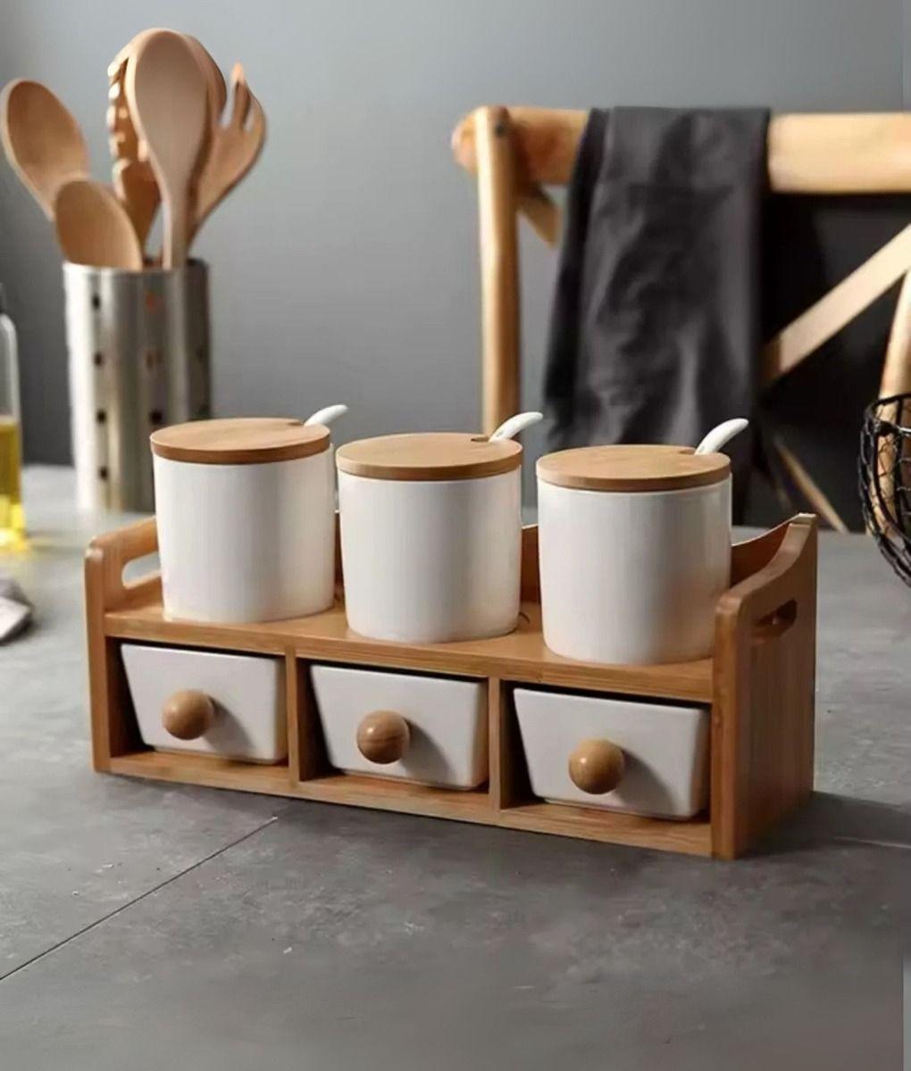 Juego Recipiente Organizador Contenedor Soporte Tapa Jhn-6