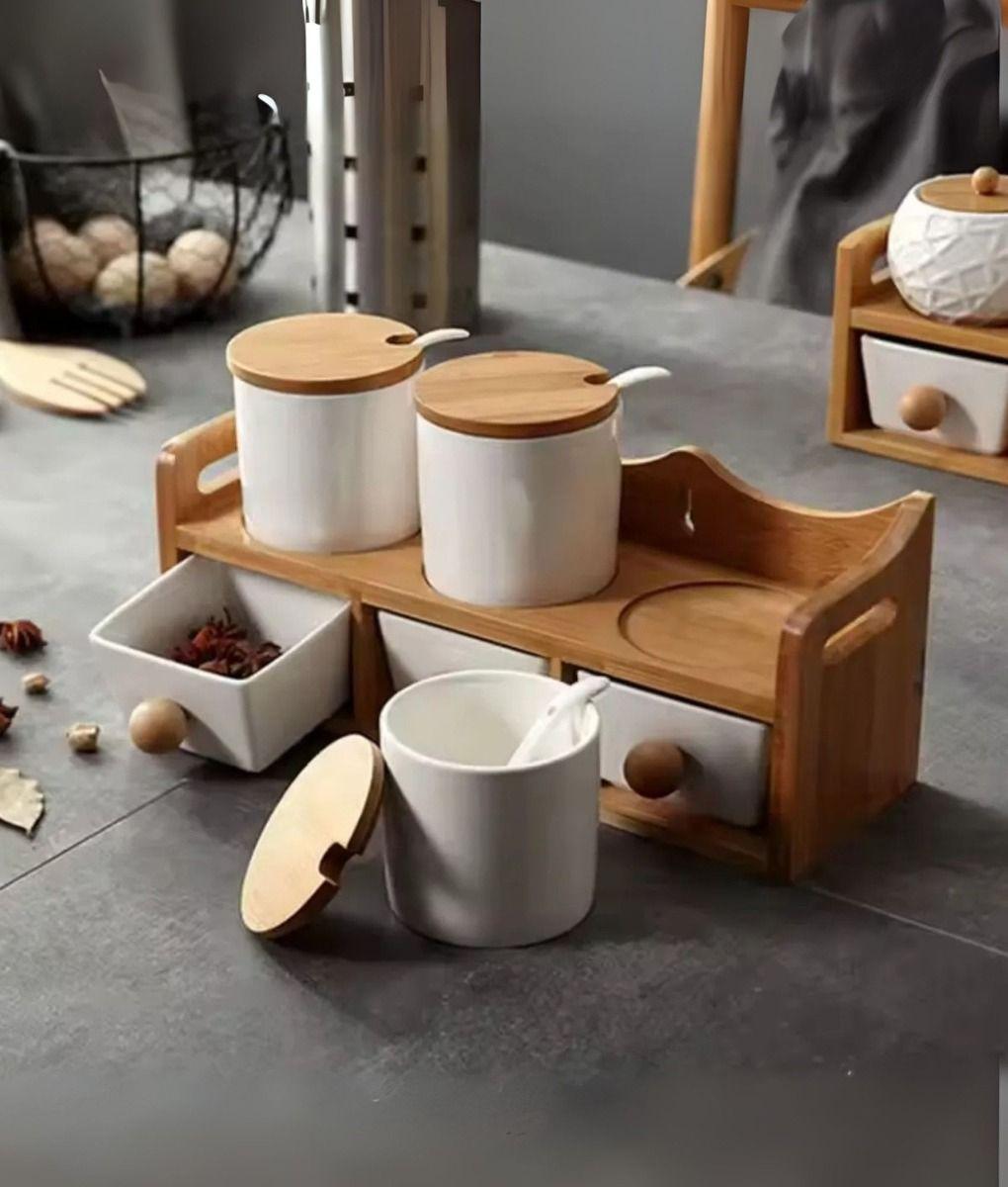 Juego Recipiente Organizador Contenedor Soporte Tapa Jhn-8