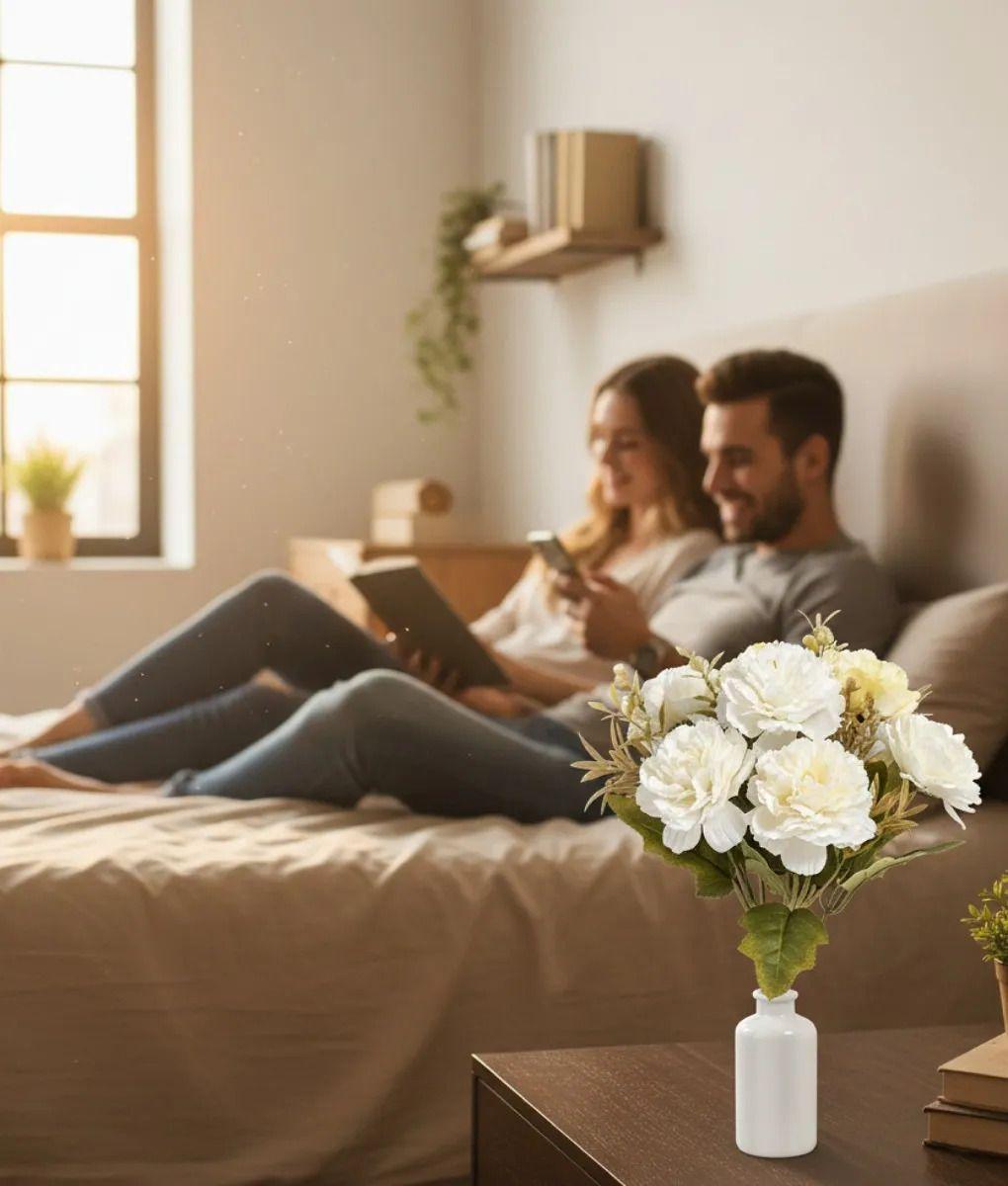 Set 4 Flores Artificiales Ramo Claveles Elementos Secos Jhn-8