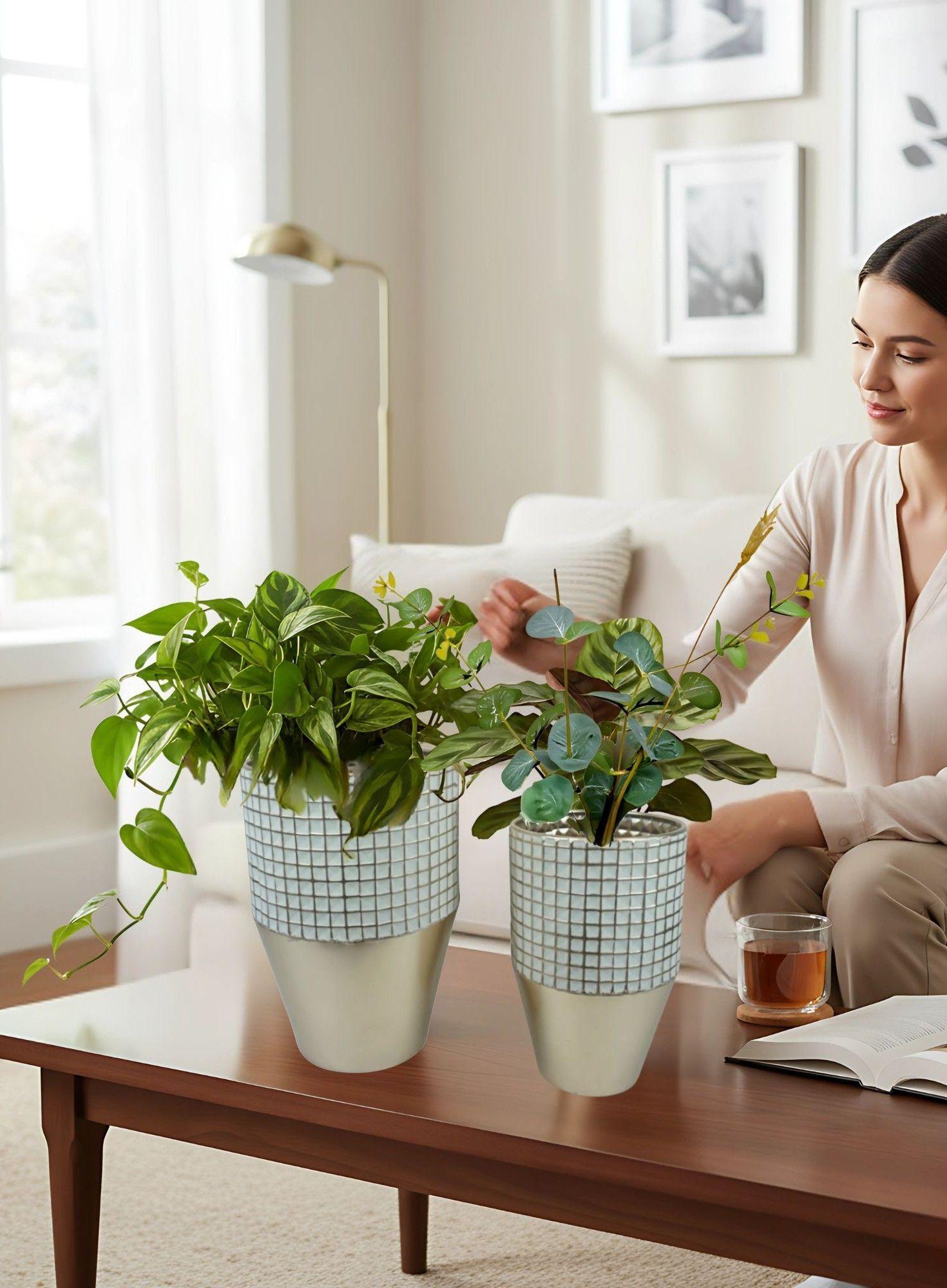 Set 2 Maceta Decorativa Diseño Sofisticado Versátil Jhn-2