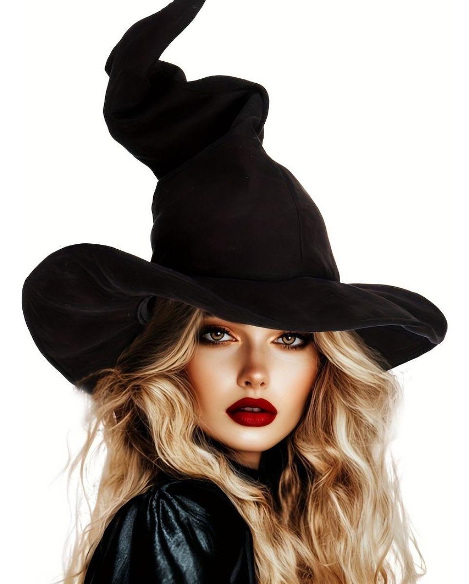 Sombrero Bruja Gamuza Halloween Unisex Flexible Pack x12 Jhn-4