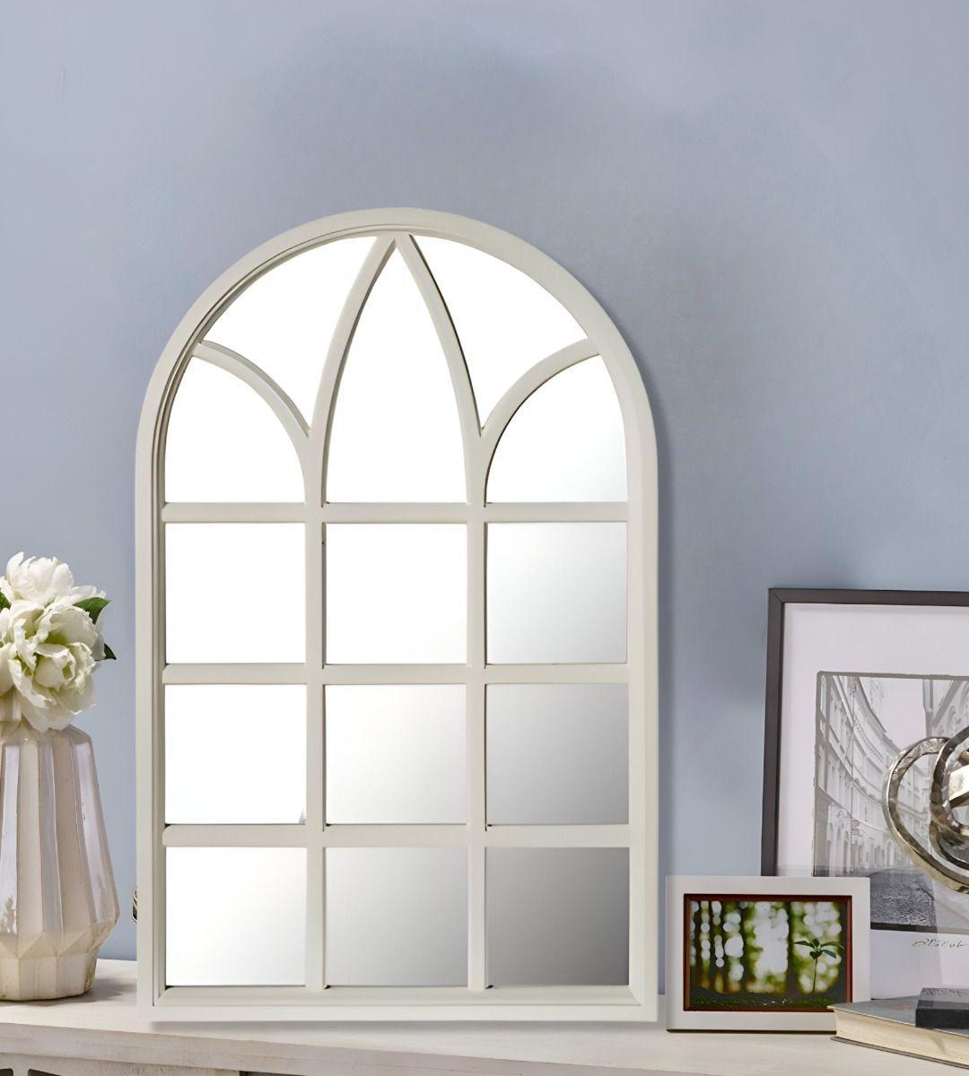 Espejo Decorativo Blanco Diseño Ventana Catedral Jhn-4