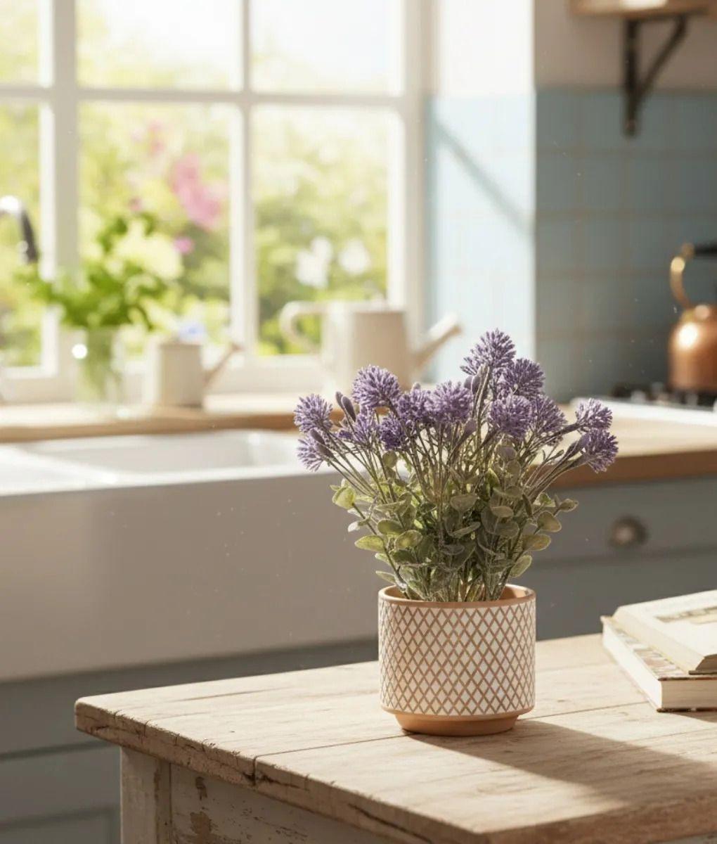 Planta Decorativa Artificial Diseño Textura Tejida Jhn-7