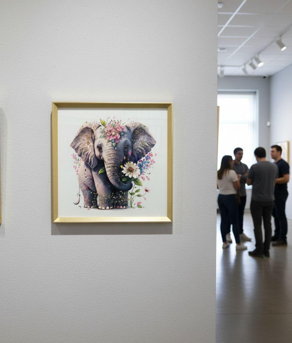 Cuadro Decorativo Elefante Floral Fantasía Elegancia Jhn-2