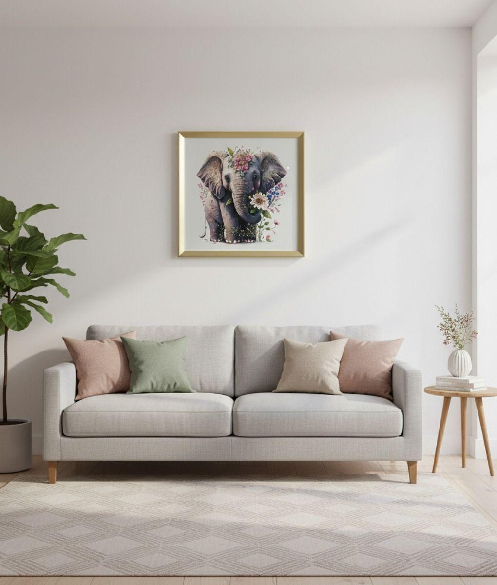 Cuadro Decorativo Elefante Floral Fantasía Elegancia Jhn-9