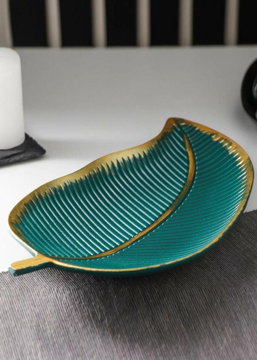 Set 3 Plato Base Hoja Tropical Mesa Textura Decorativo Jhn-7