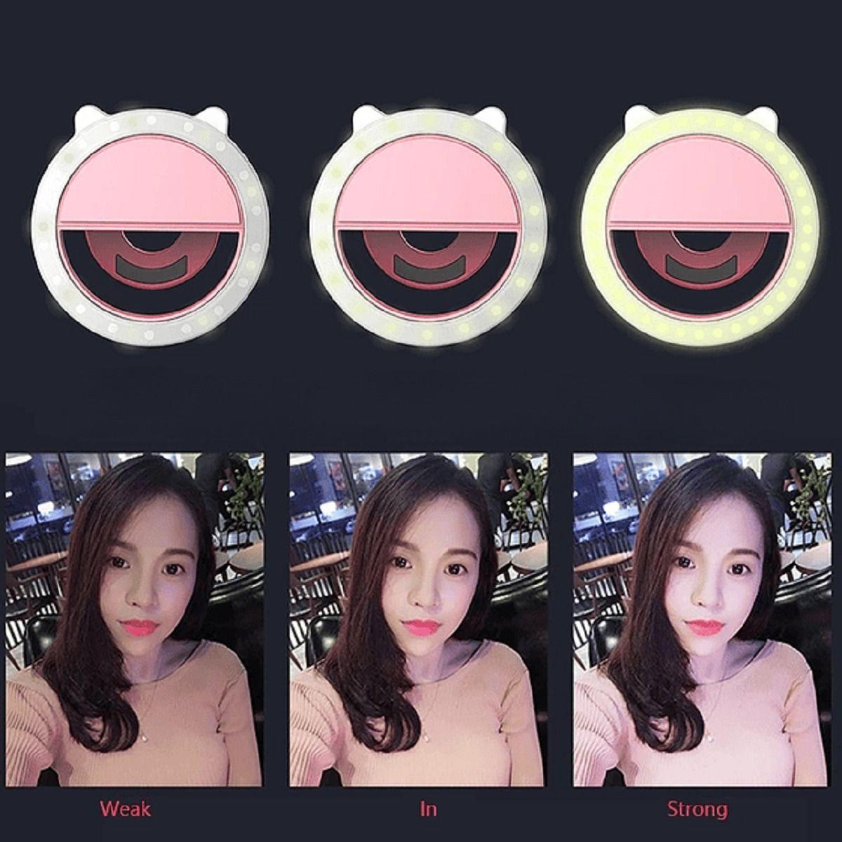 Set 4 Mini Flash Aro LED Selfie Portátil Recargable Lau-5