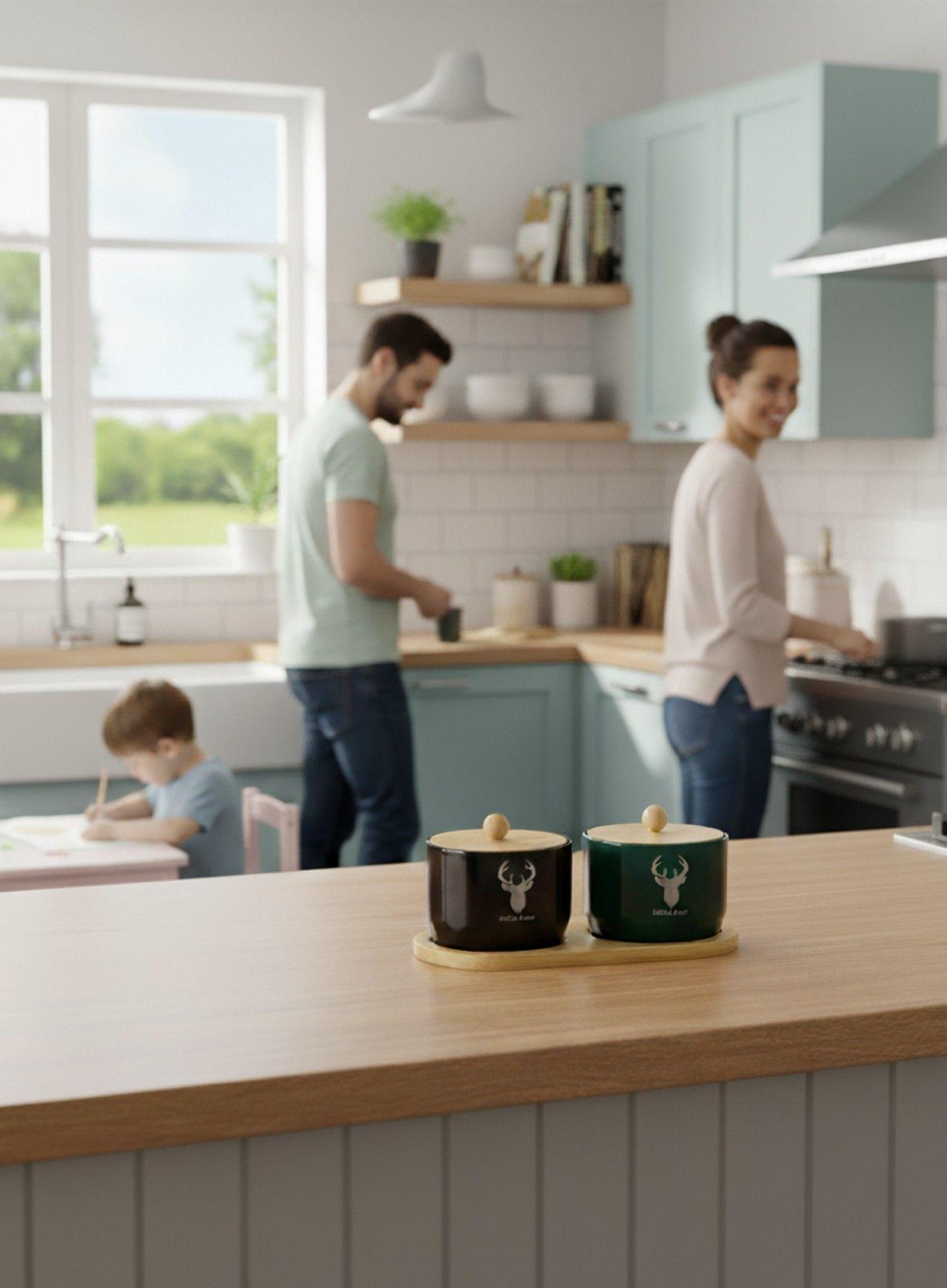 Set 2 Frascos Almacenamiento Contenedor Encanto Natural Jhn-2