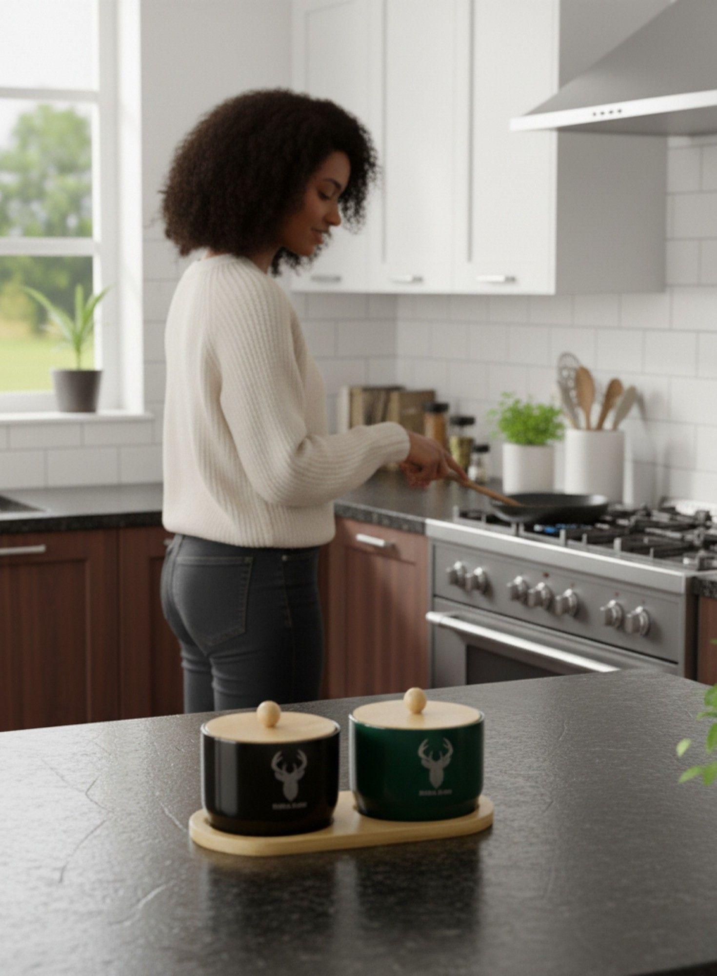 Set 2 Frascos Almacenamiento Contenedor Encanto Natural Jhn-3