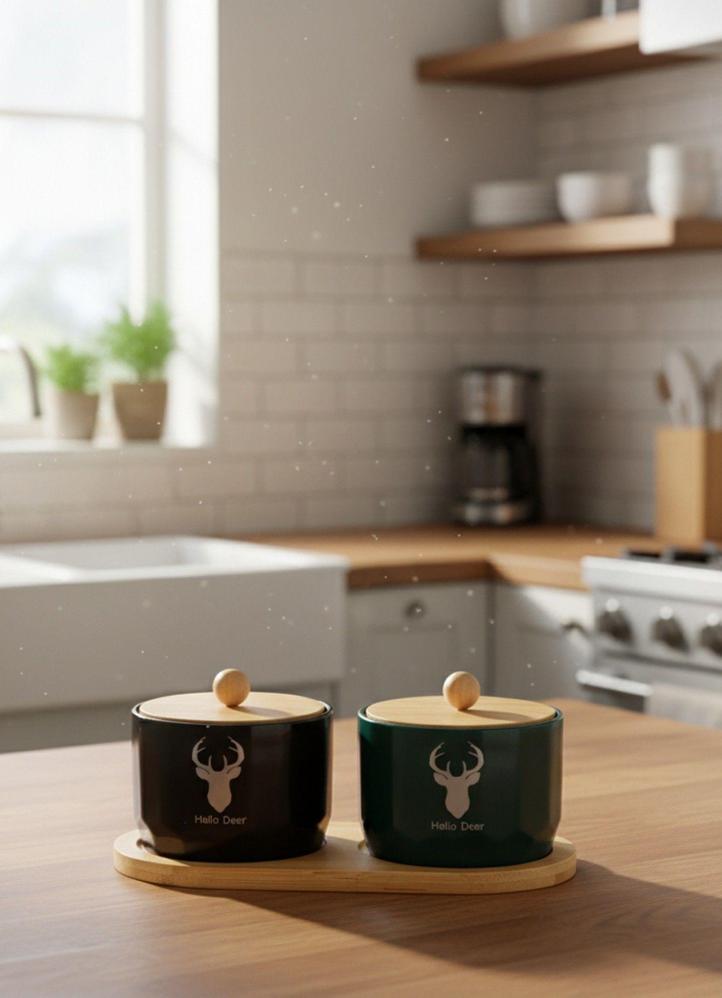 Set 2 Frascos Almacenamiento Contenedor Encanto Natural Jhn-7