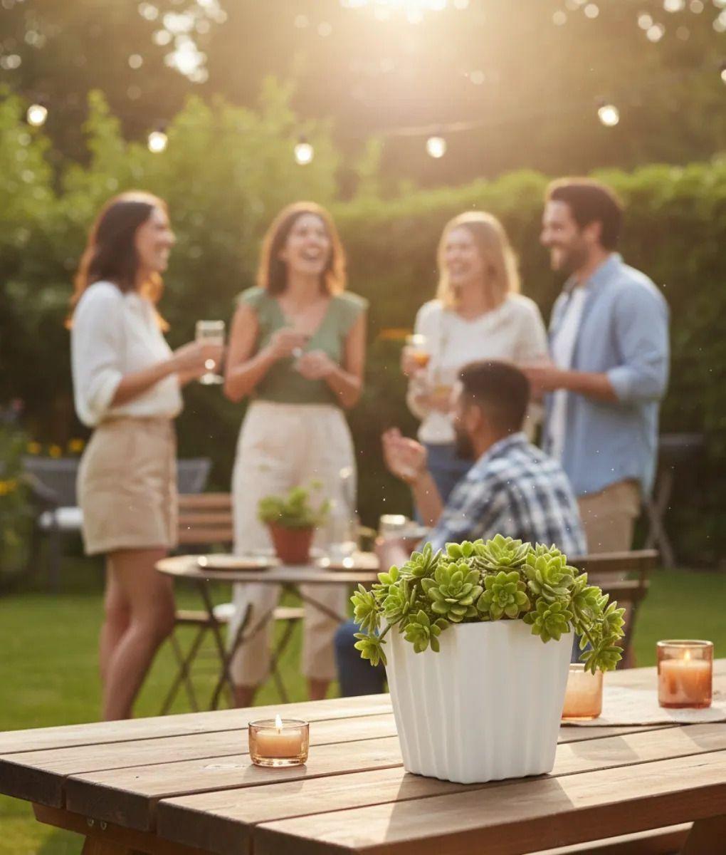 Set 4 Macetero Decorativo Cubo Texturizado Compacto Jhn-4