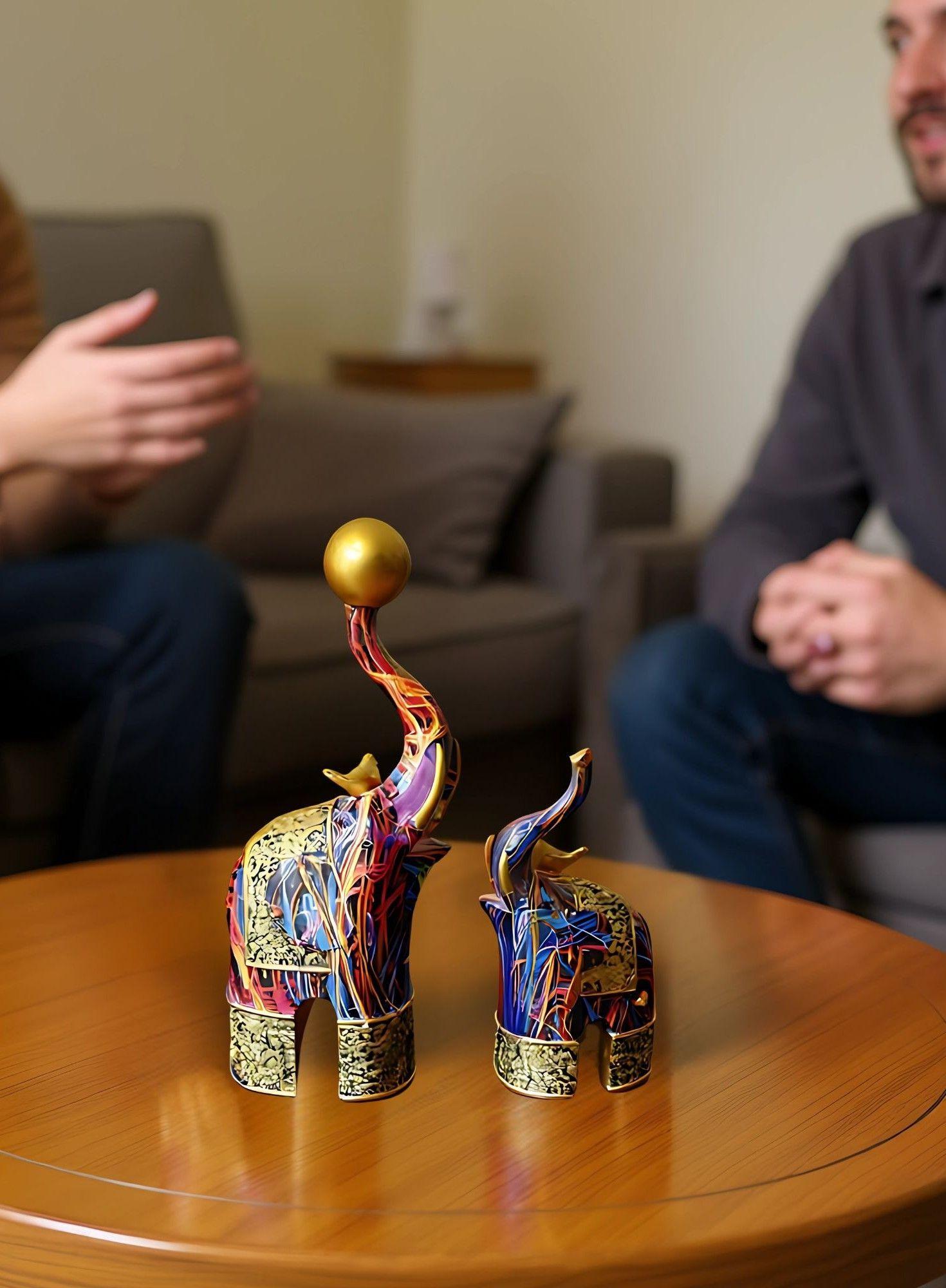 Set 2 Figura Decorativa Elefante Graffiti Colorido Hogar Jhn-3