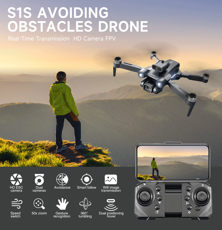 Mini Drone Aereo Camara 4K Angular Fotos Videos Lau-5