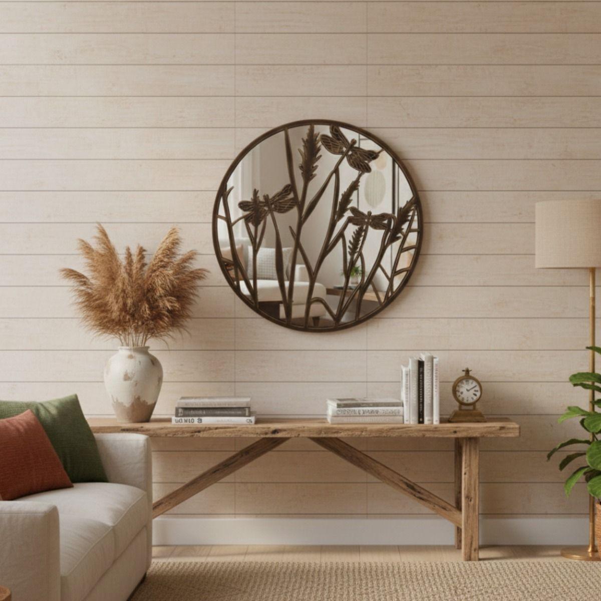 Espejo Pared Decorativo Armonía Natural Relieve Libélula Jhn-9