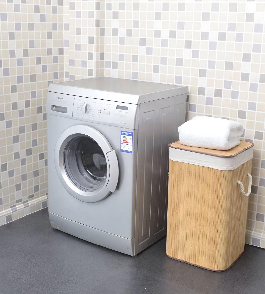 Cesta Ropa Ecológica Rectangular Bambú Tapa Natural Jhn-8