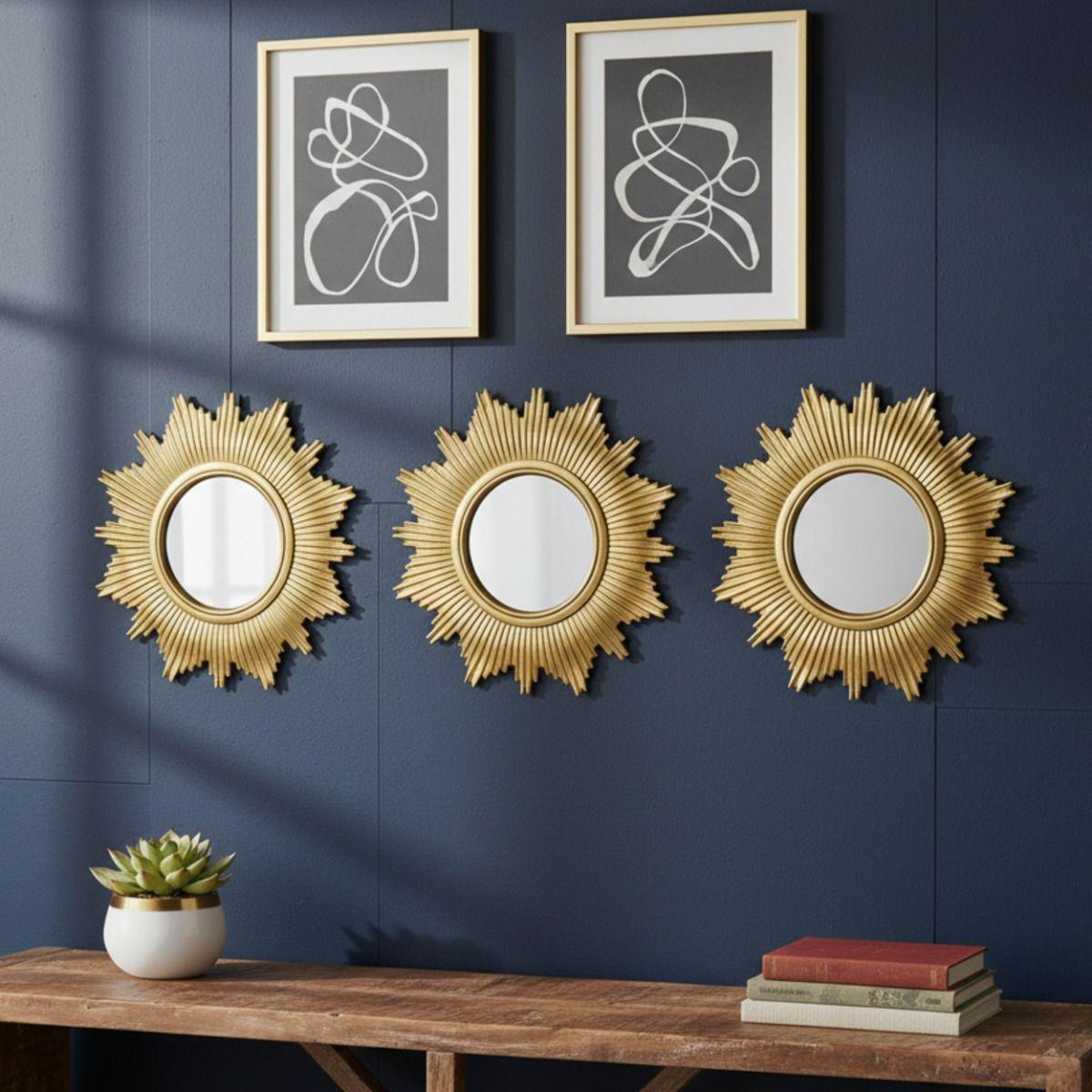 Set 3 Espejo Decorativo Pared Inspiración Solar Adorno Jhn-8