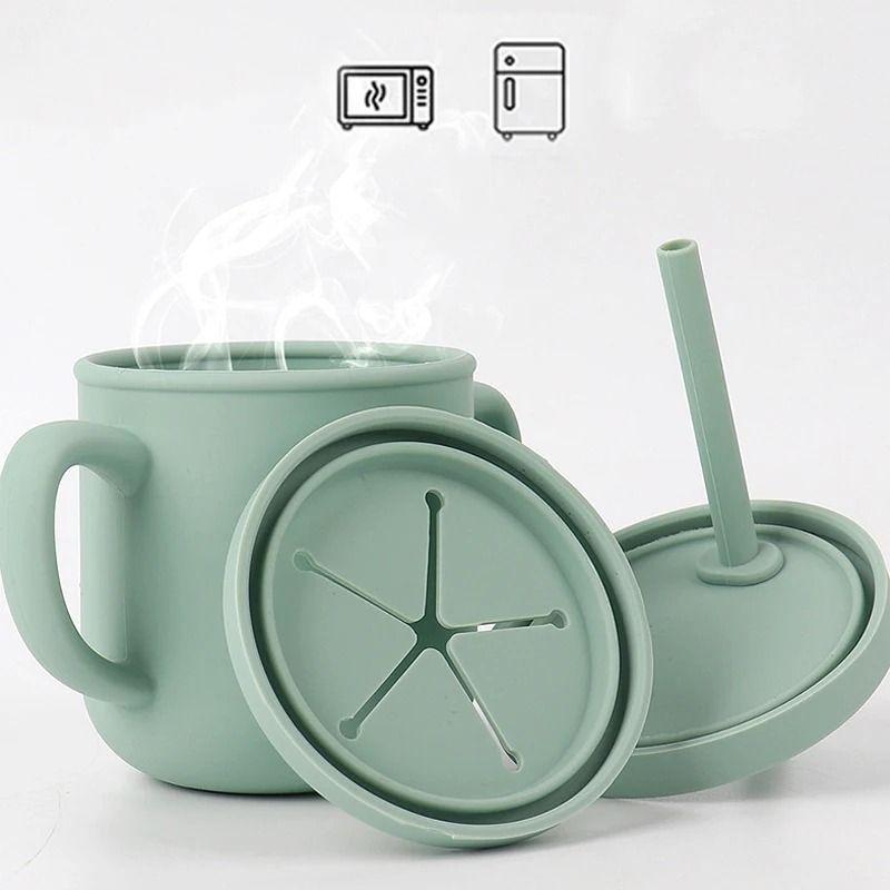 Vaso Taza Pajita Silicona Bebedero Aprendizaje Asa Bebe Lau-2
