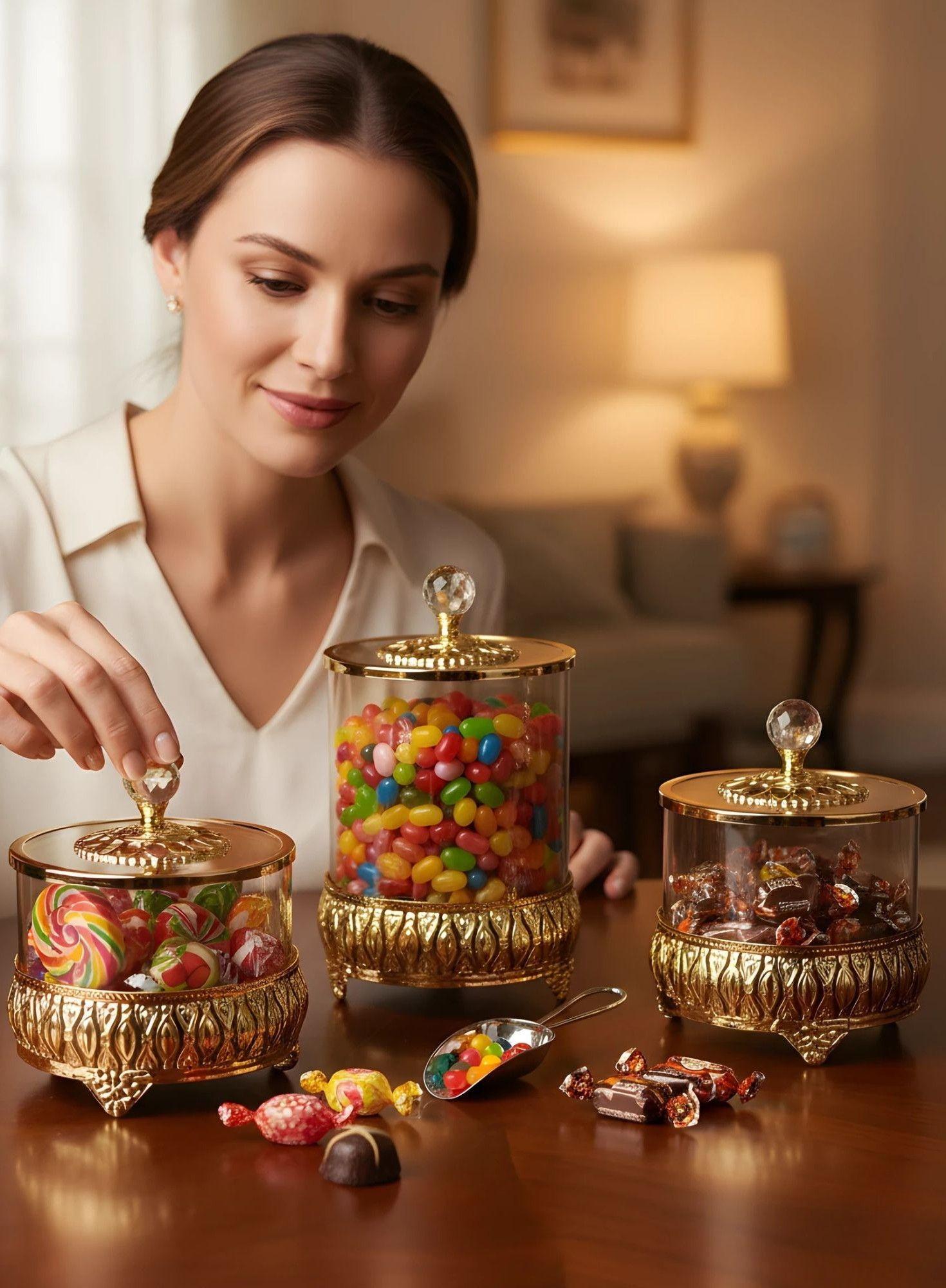 Set 3 Frascos Decorativos Multifuncional Almacenamiento Jhn-3